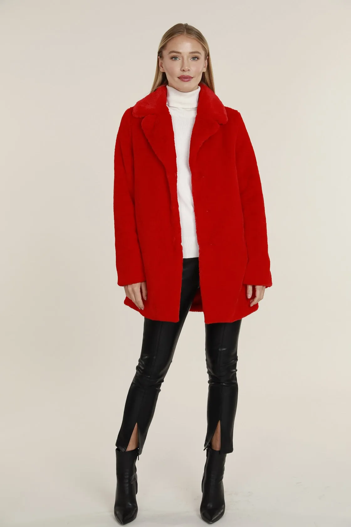 Mid Length Faux Fur Coat