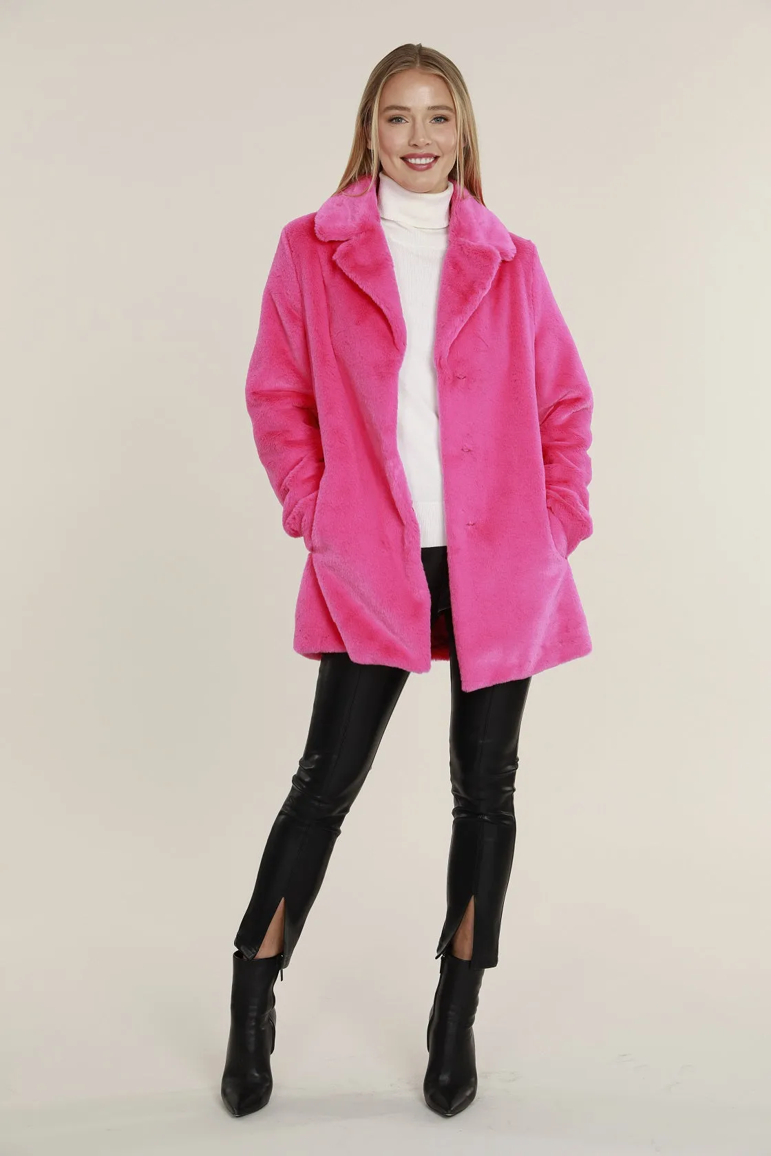 Mid Length Faux Fur Coat