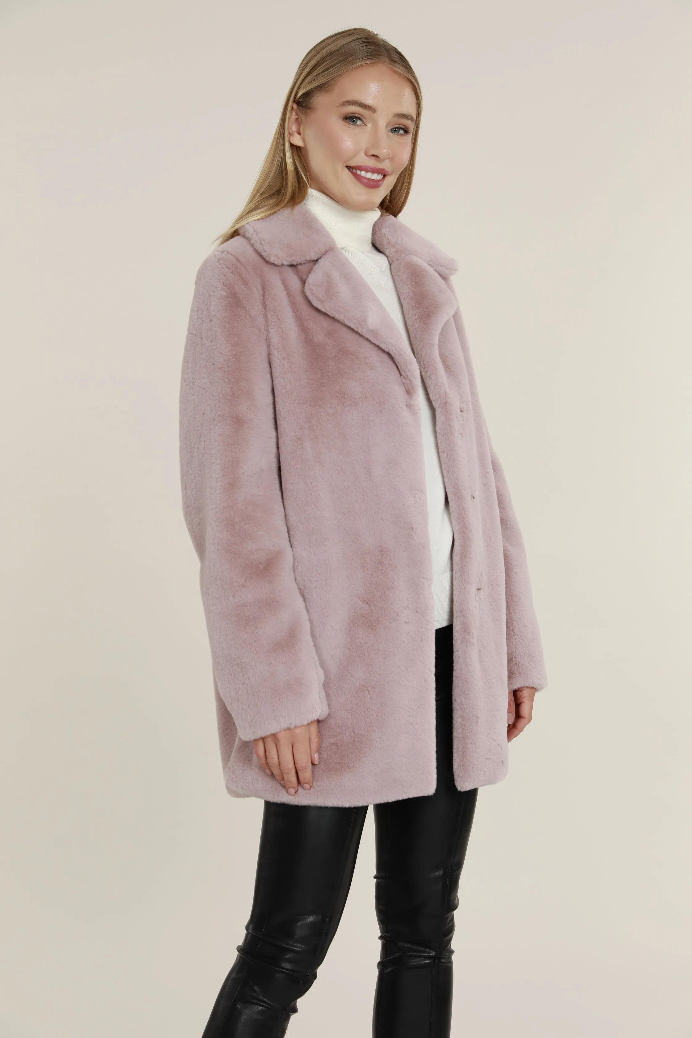 Mid Length Faux Fur Coat