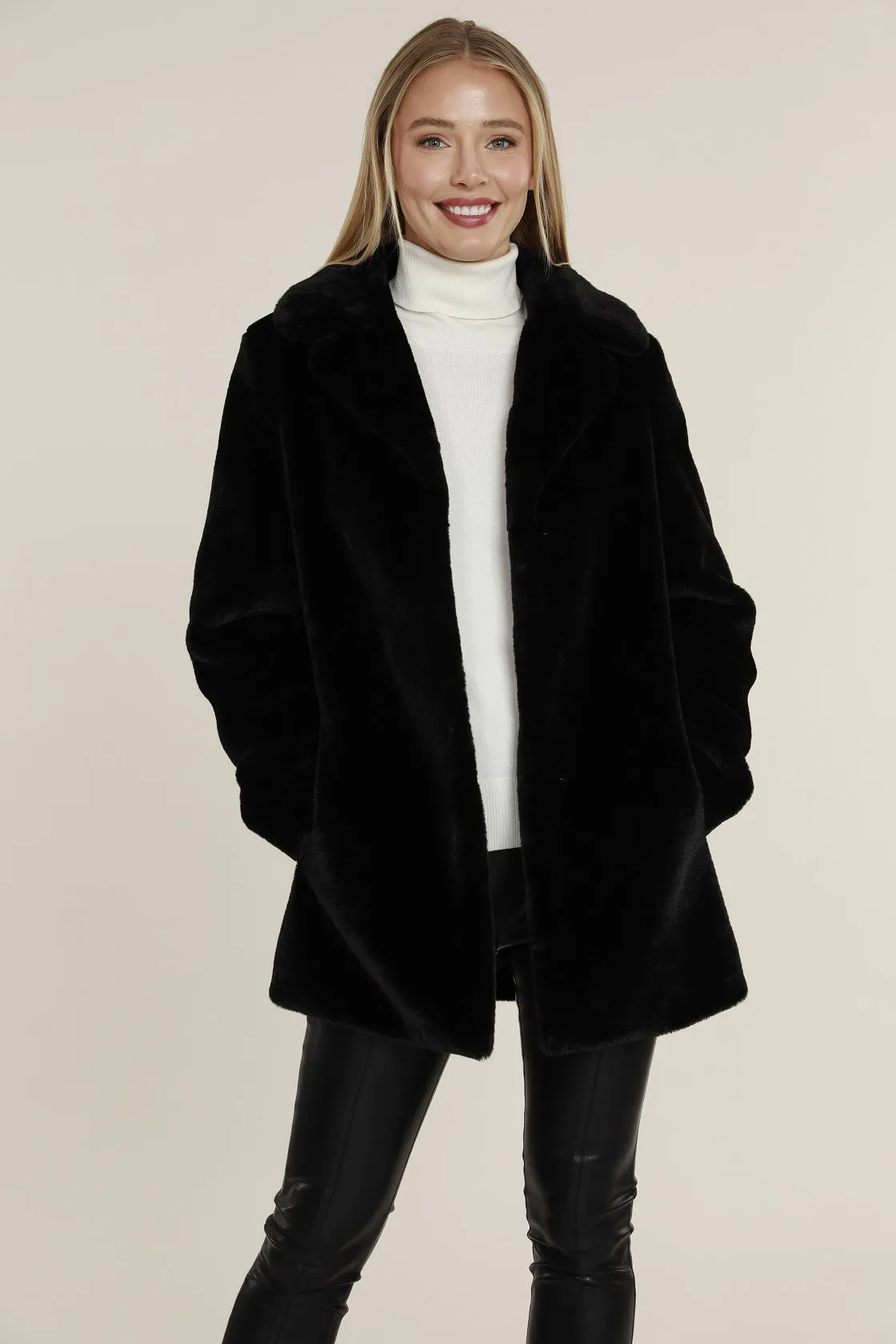 Mid Length Faux Fur Coat