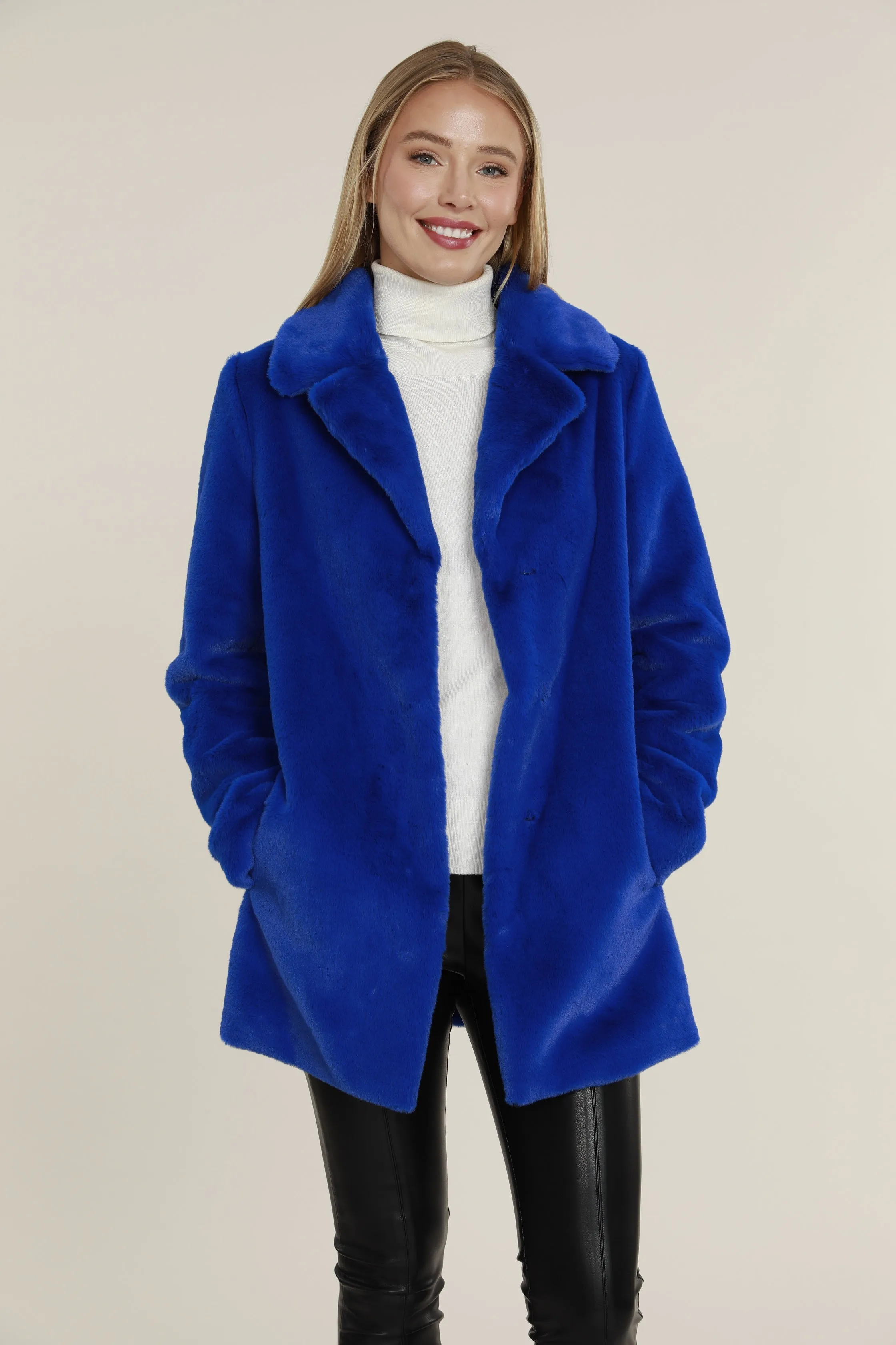 Mid Length Faux Fur Coat