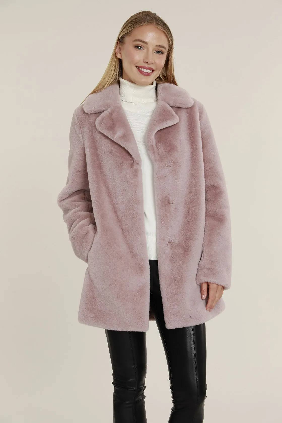 Mid Length Faux Fur Coat