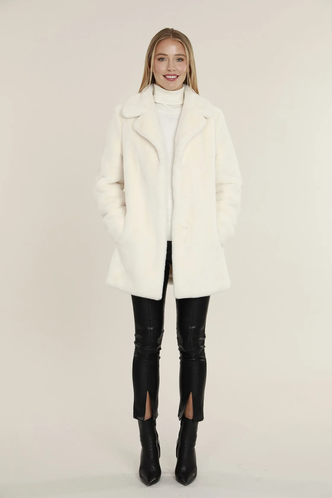 Mid Length Faux Fur Coat