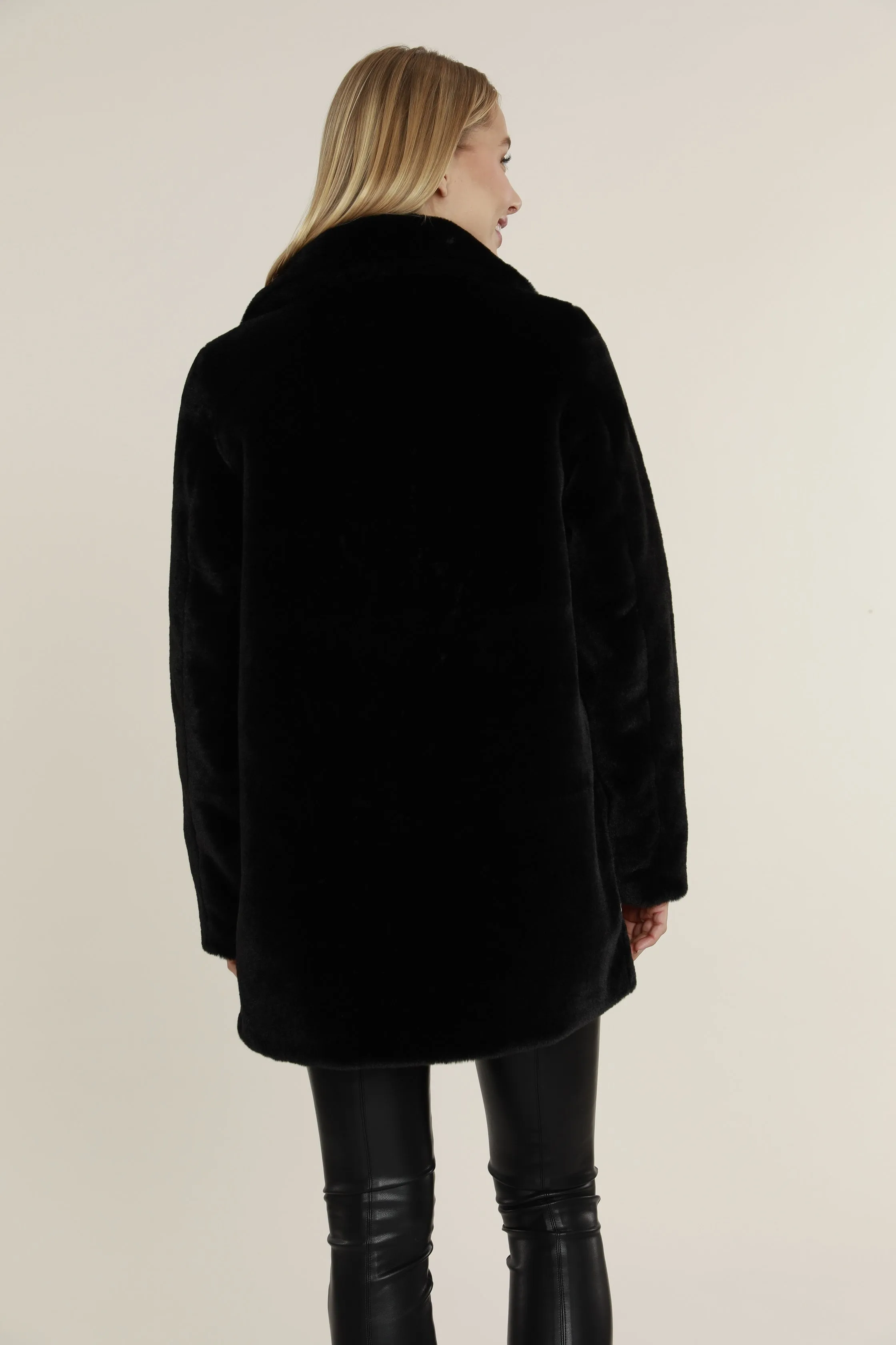 Mid Length Faux Fur Coat