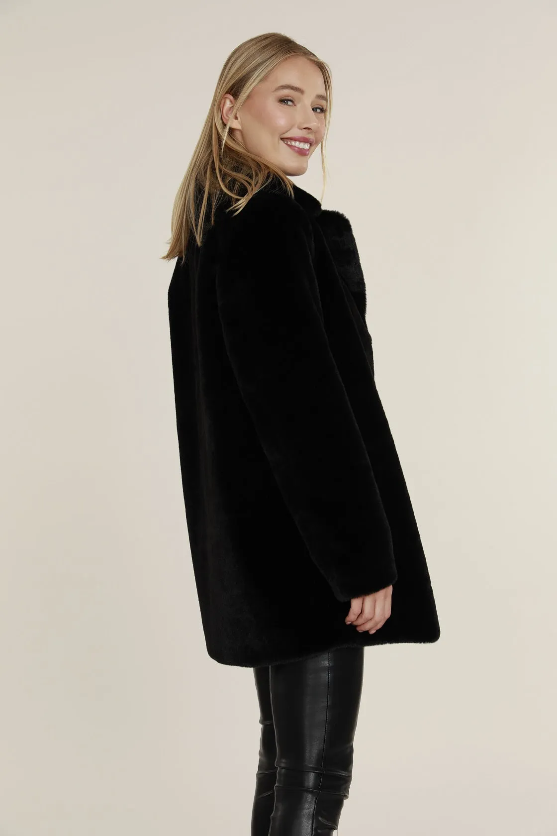 Mid Length Faux Fur Coat