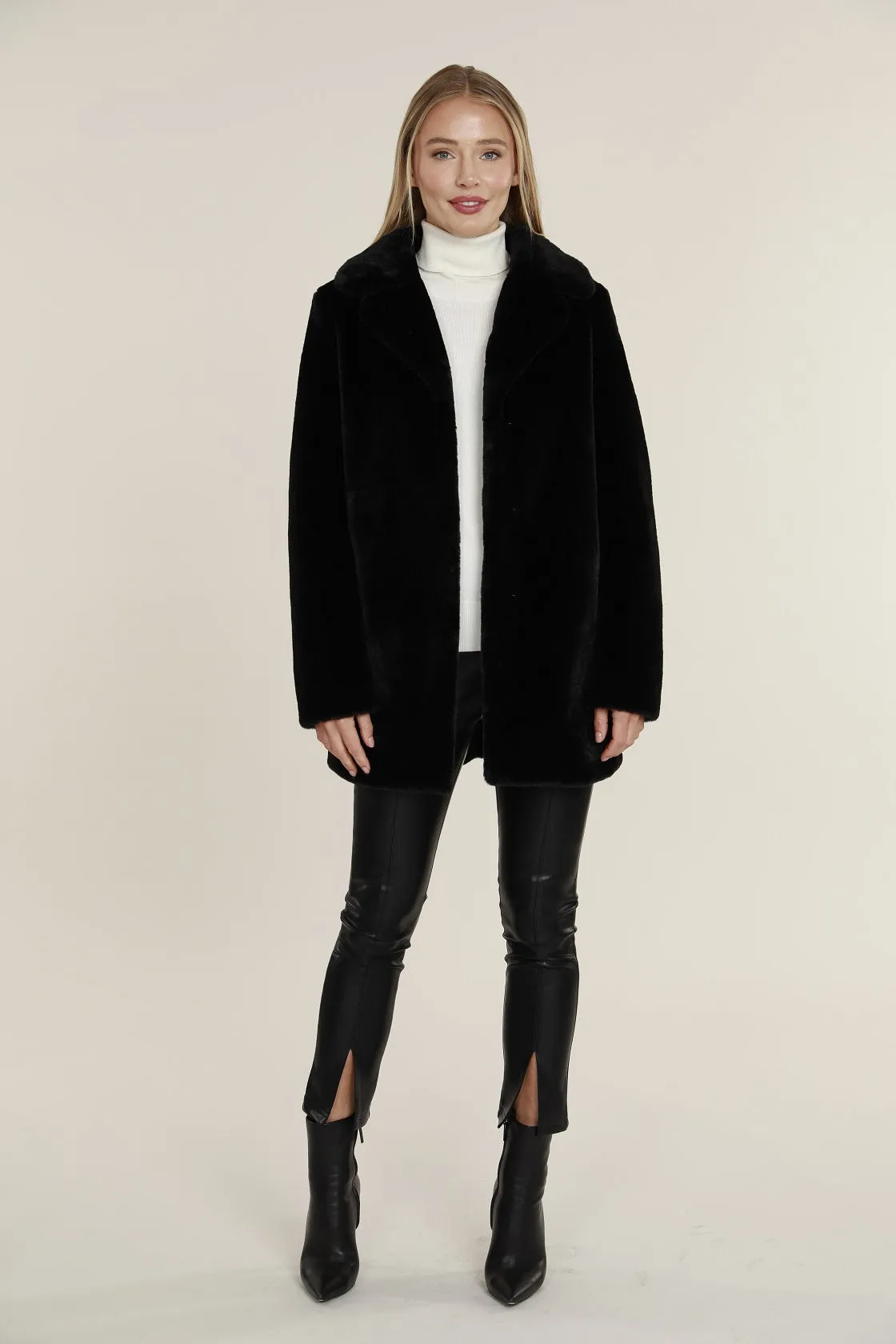 Mid Length Faux Fur Coat