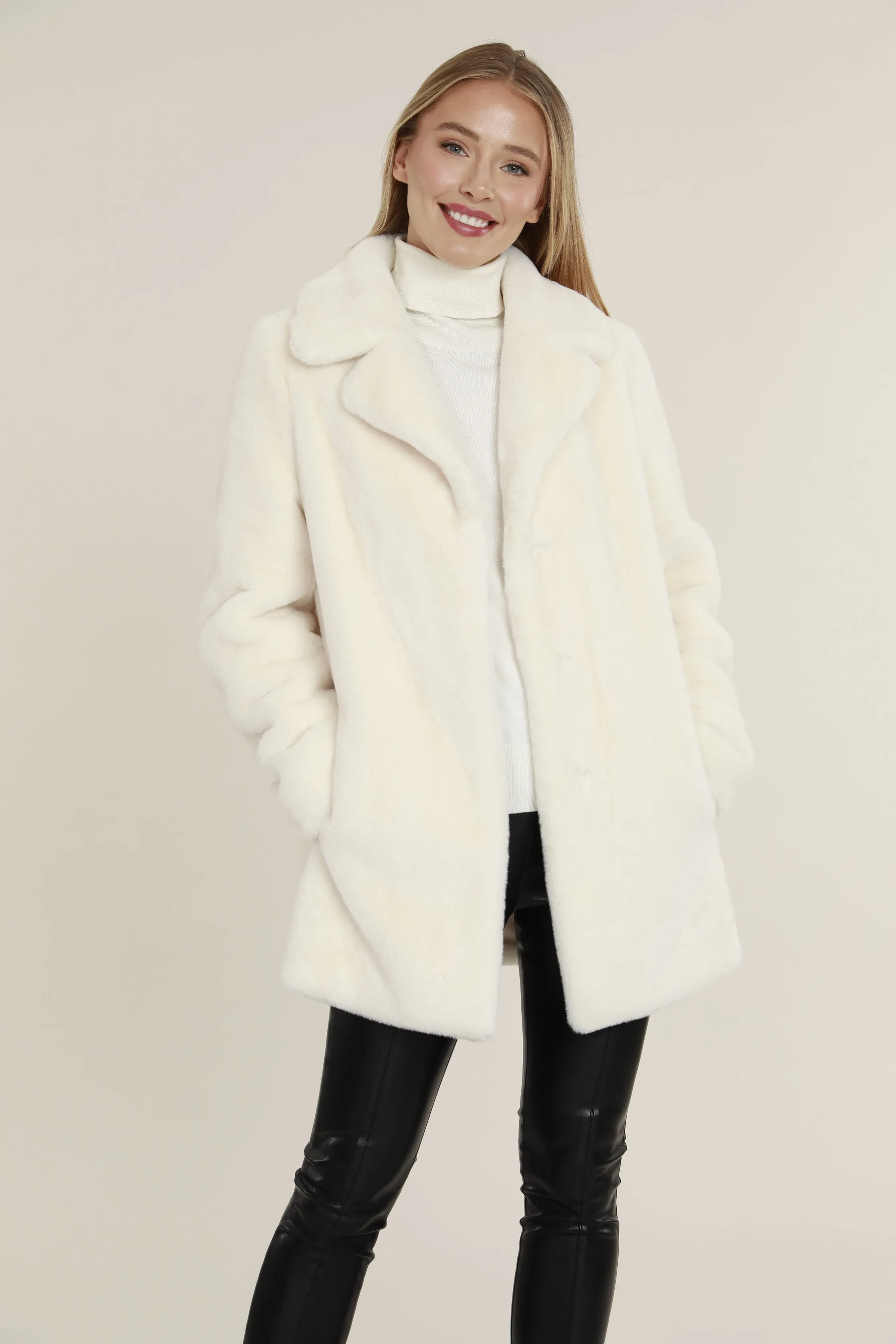 Mid Length Faux Fur Coat