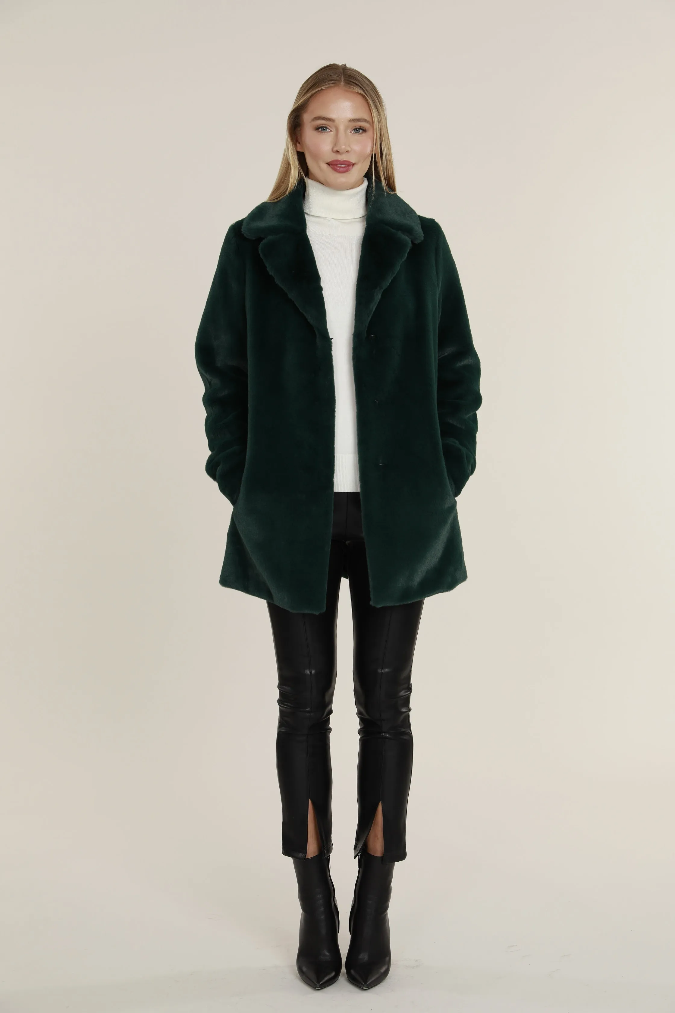 Mid Length Faux Fur Coat