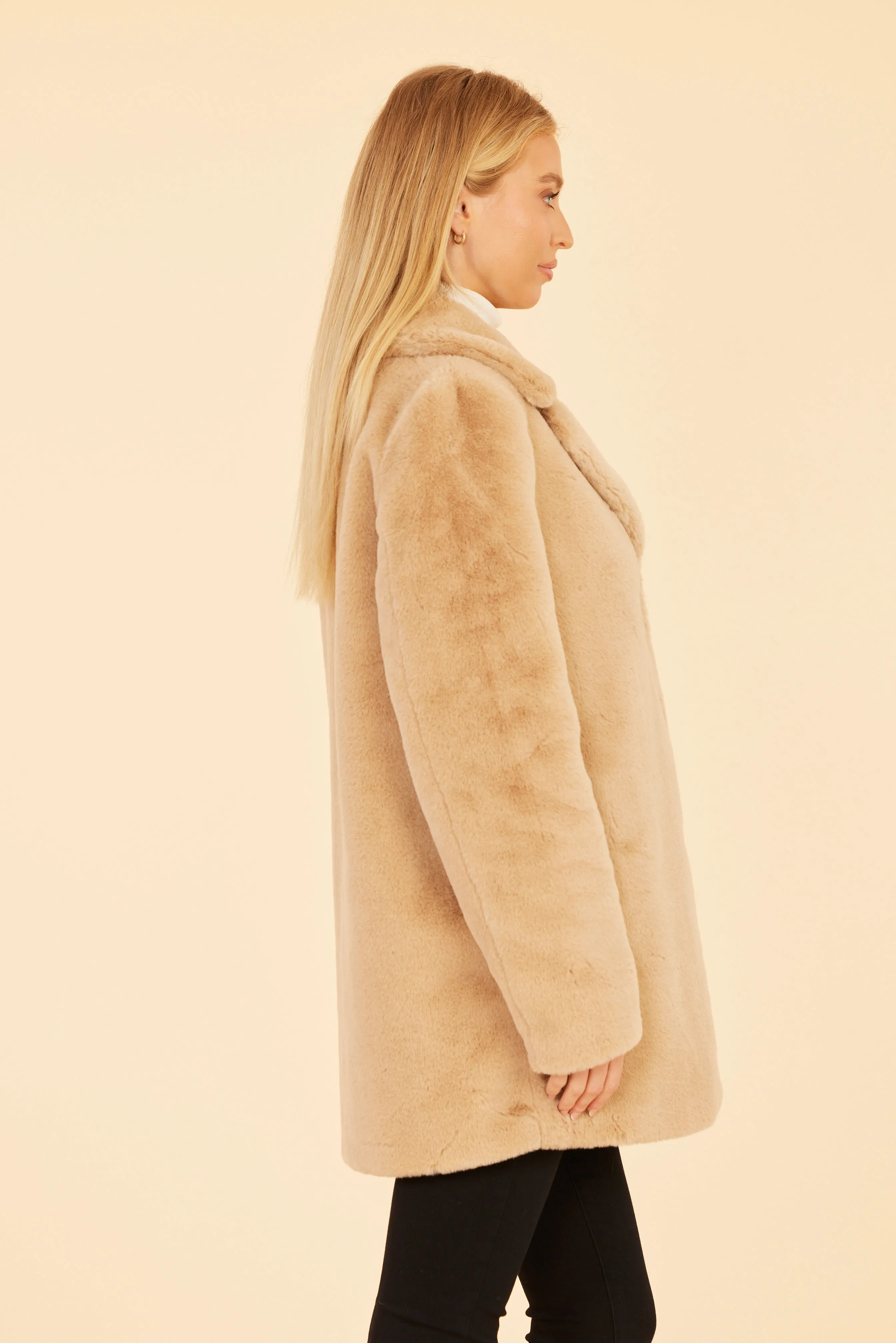 Mid Length Faux Fur Coat