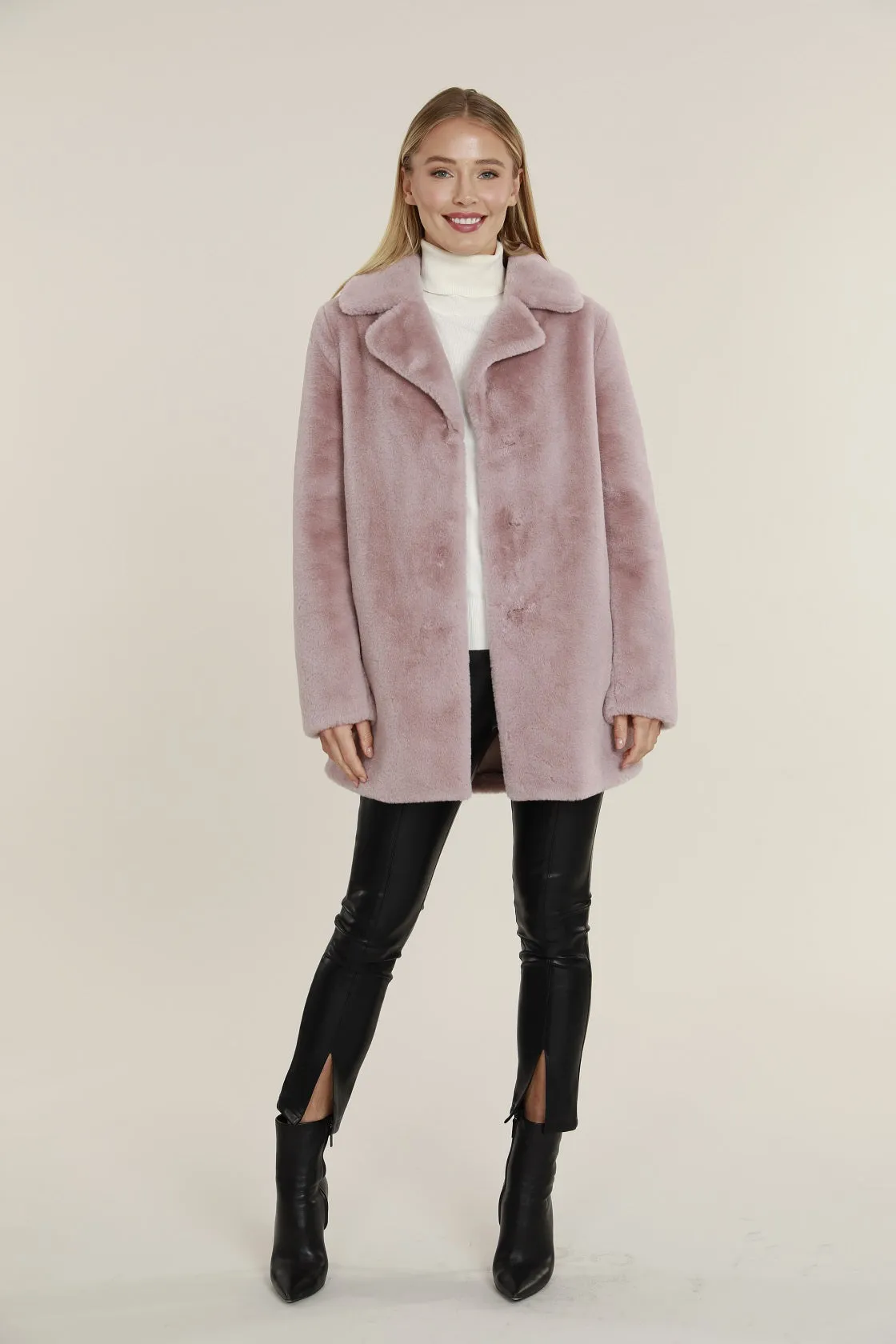 Mid Length Faux Fur Coat