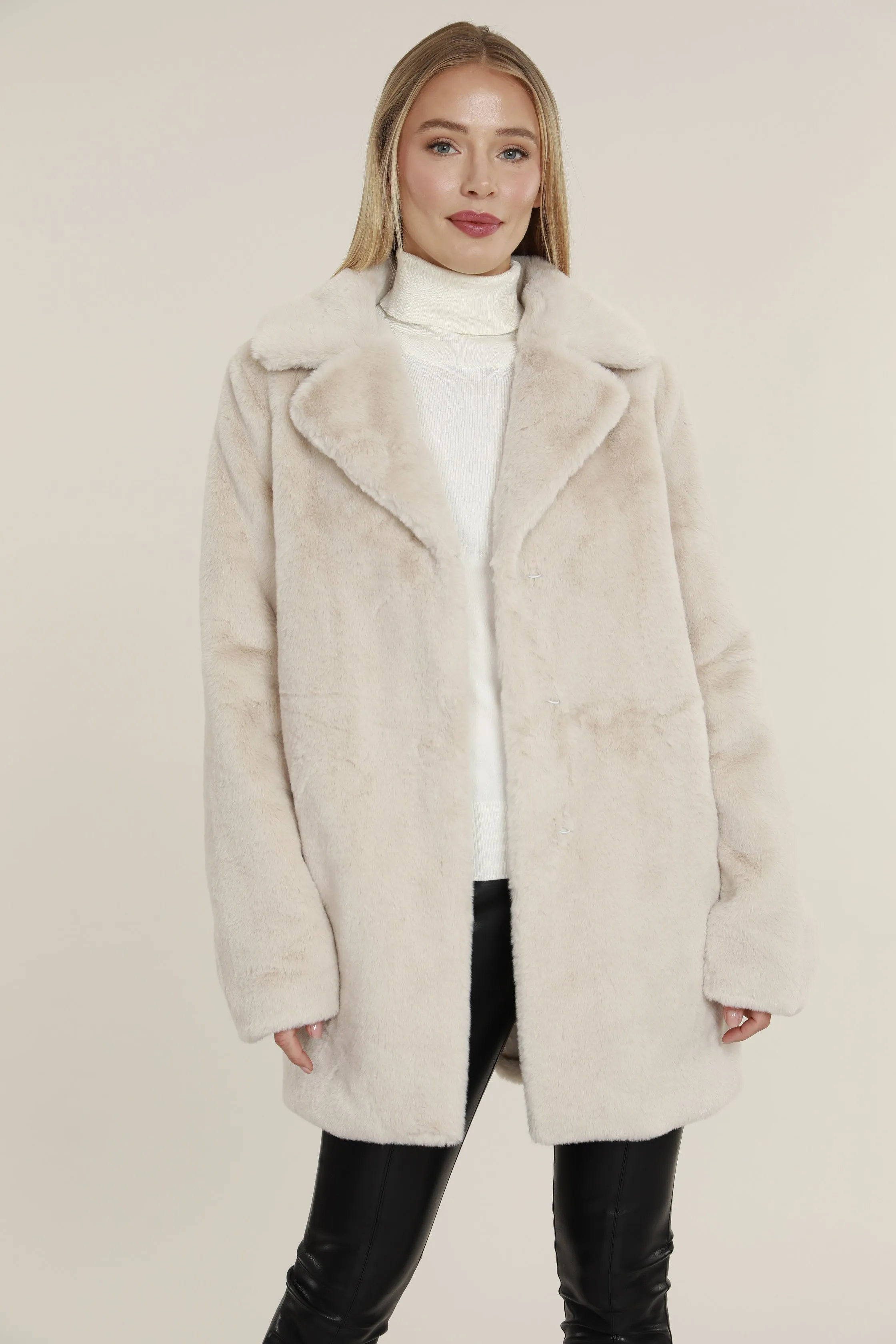 Mid Length Faux Fur Coat