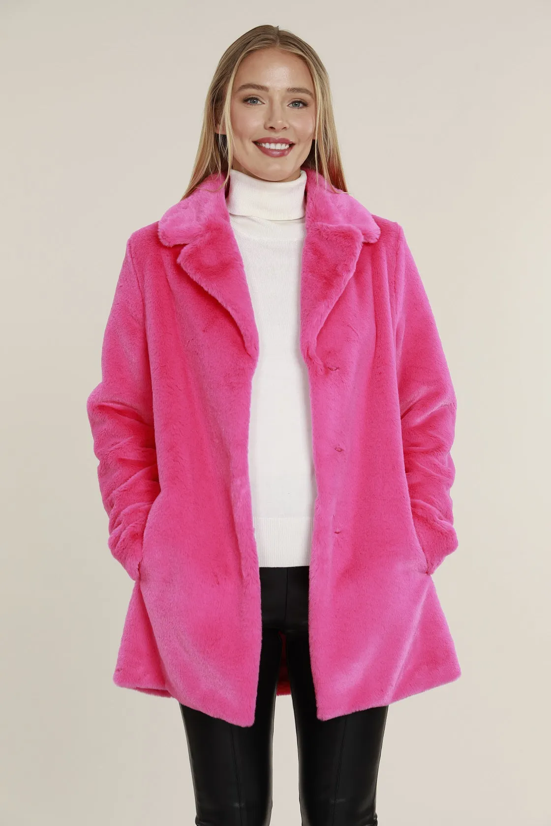 Mid Length Faux Fur Coat