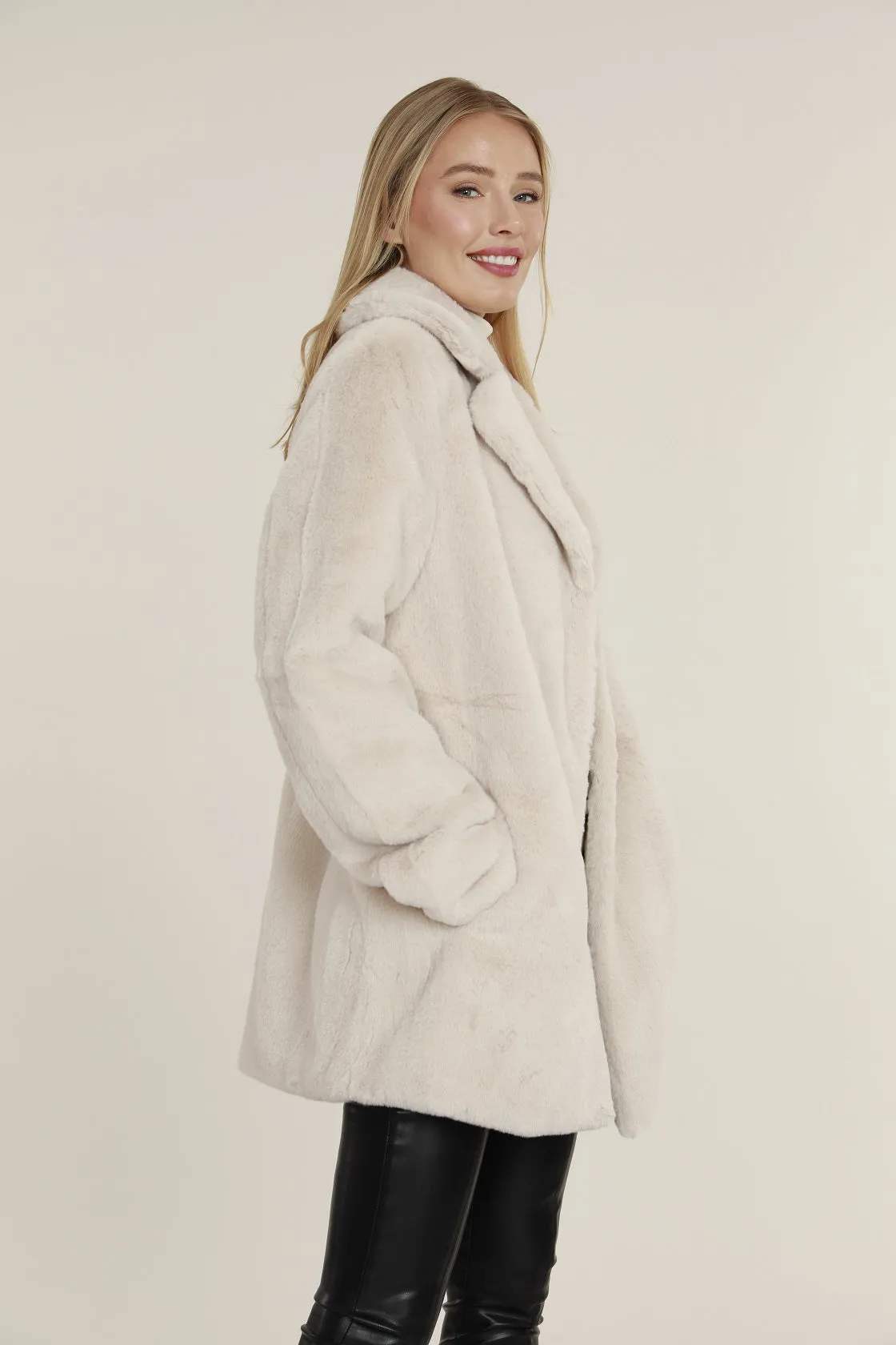 Mid Length Faux Fur Coat