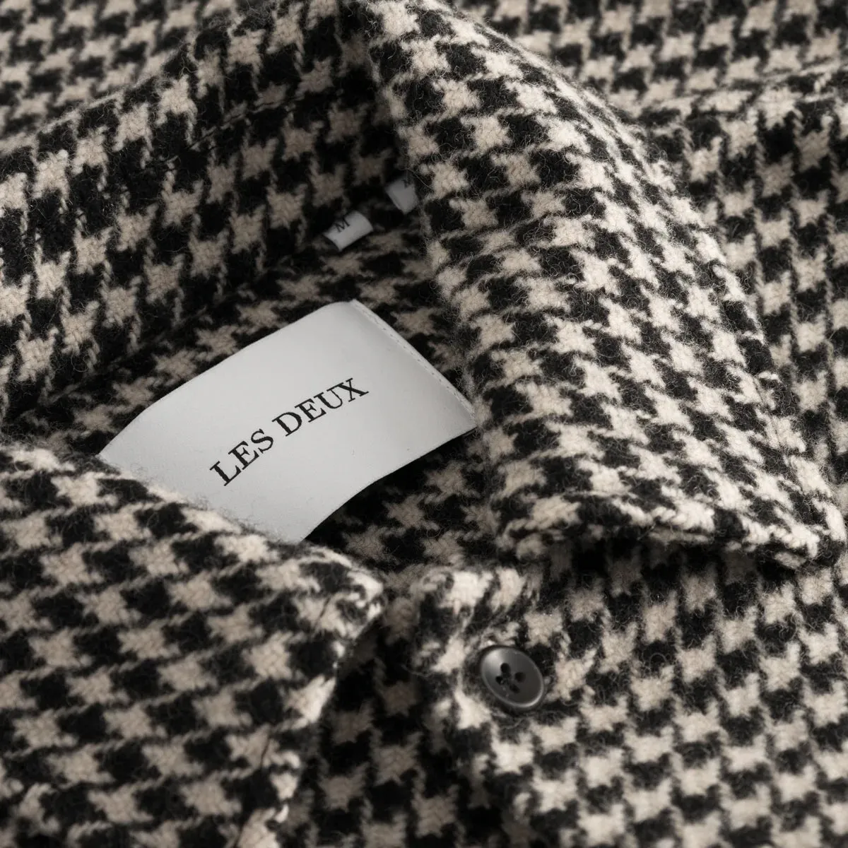 Milian Wool Houndstooth Overshirt - Light Desert Sand/Black