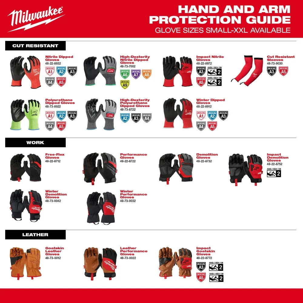 Milwaukee 48-73-7001B 12 Pair Cut Level 6 High-Dexterity Nitrile Dipped Gloves - M