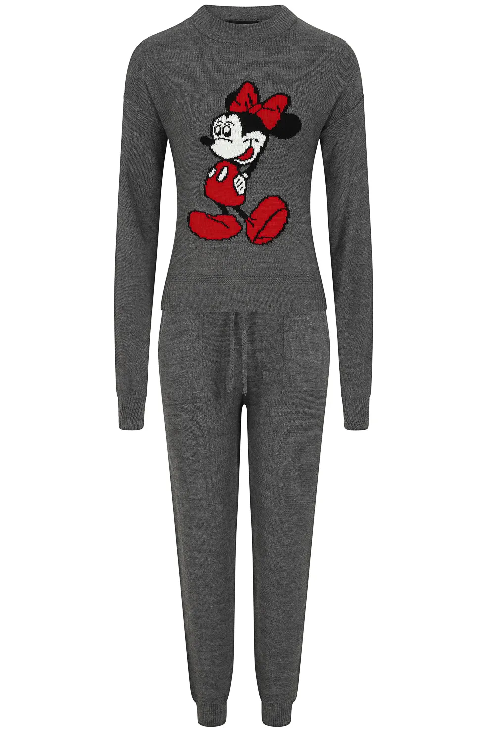 Minnie Mouse Grey Knit Woven Cartoon Lounge Set