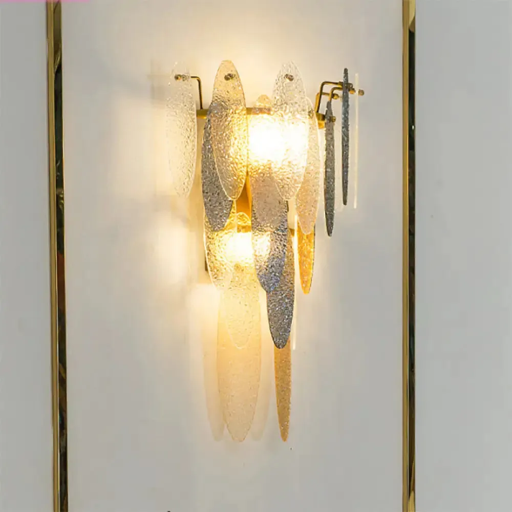 Modern Oval Glass Shade Wall Sconce with Multi-Layer Flush Mount - Brass Wall Lamp