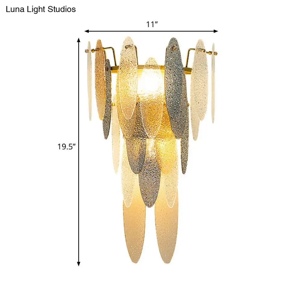 Modern Oval Glass Shade Wall Sconce with Multi-Layer Flush Mount - Brass Wall Lamp