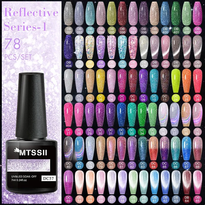 Mtssii 72pcs Reflective GelPolish Set