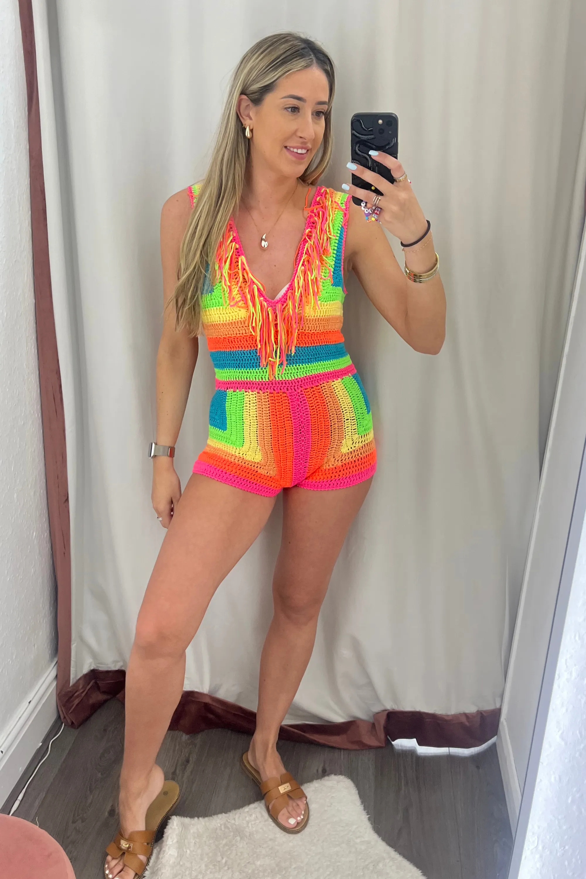 Multicoloured tassel Playsuit