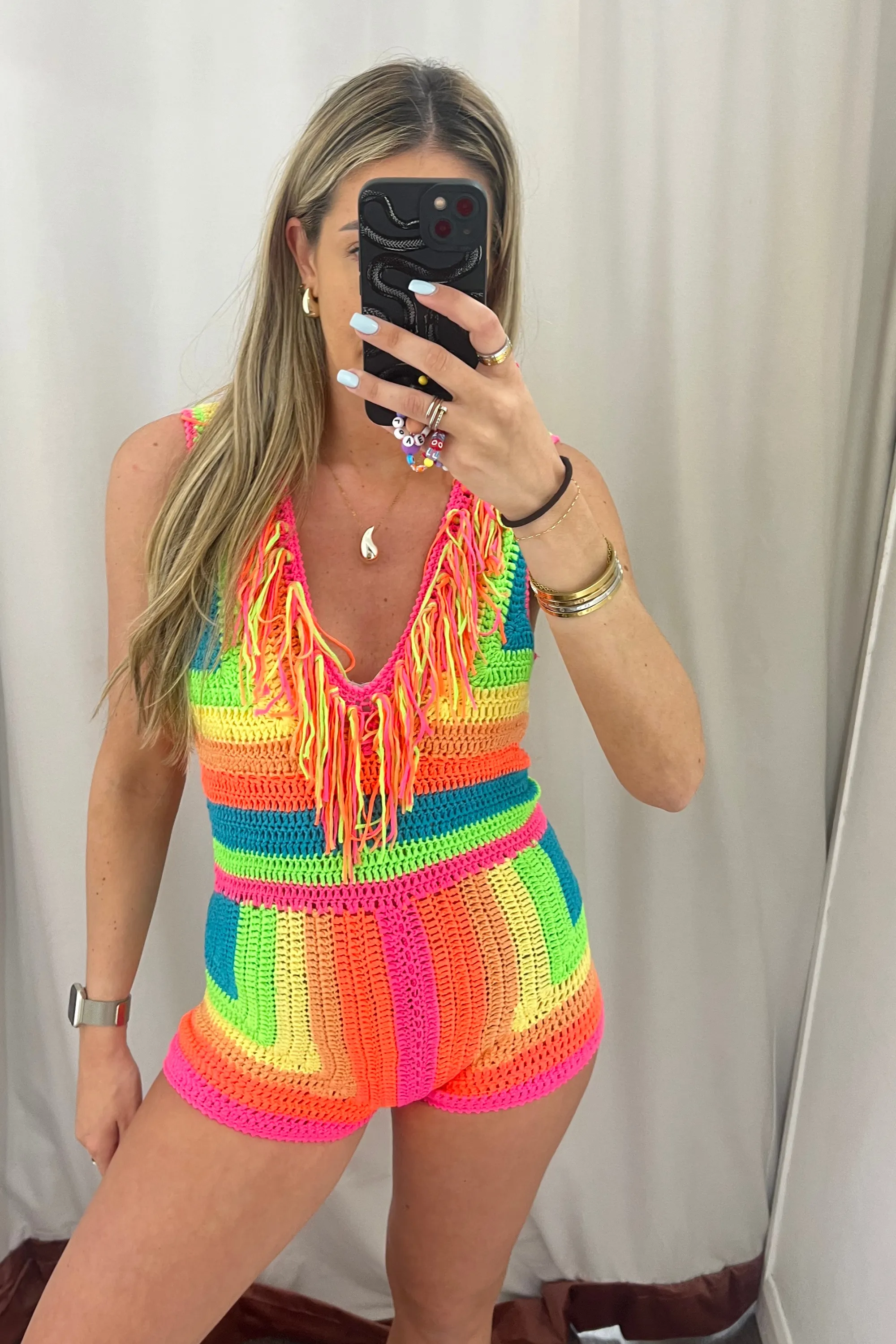 Multicoloured tassel Playsuit