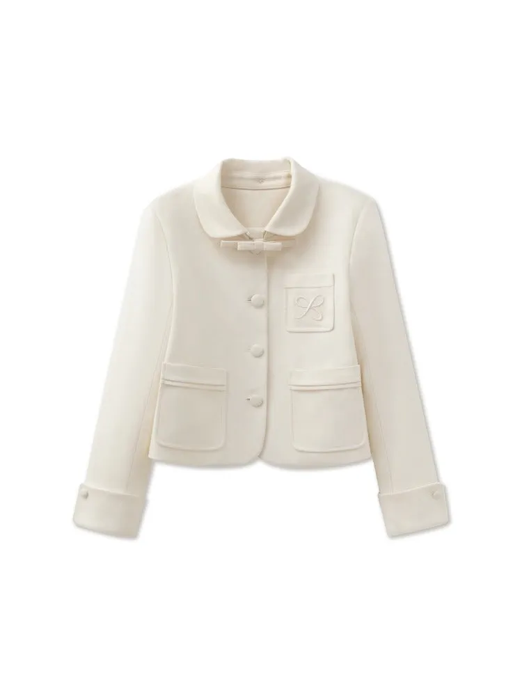 Navy & Beige Detachable Collar Jacket