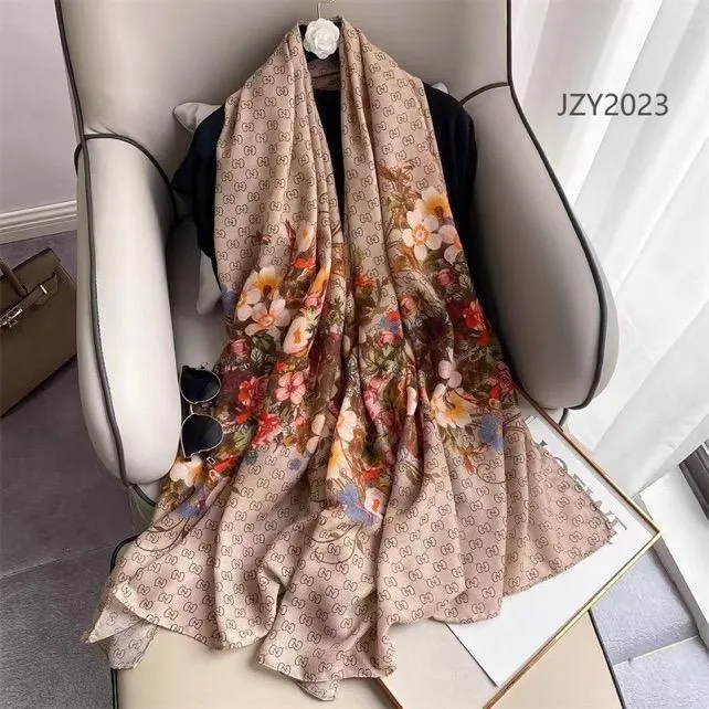 New Women Beautiful Flower Print All Season Cotton/Viscose Scarf