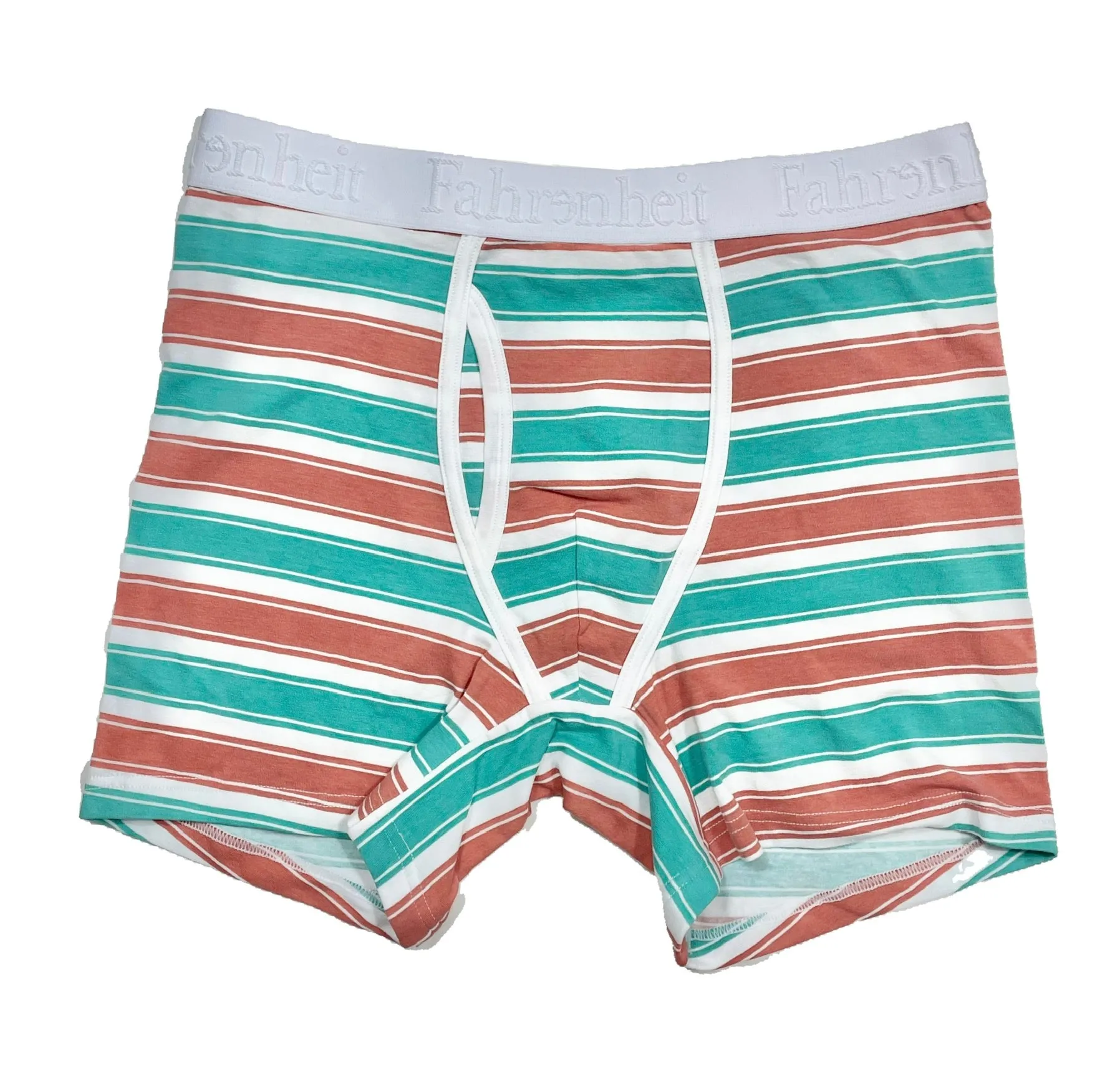 Newman Boxer Brief | Coral & Green Stripe