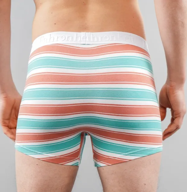 Newman Boxer Brief | Coral & Green Stripe