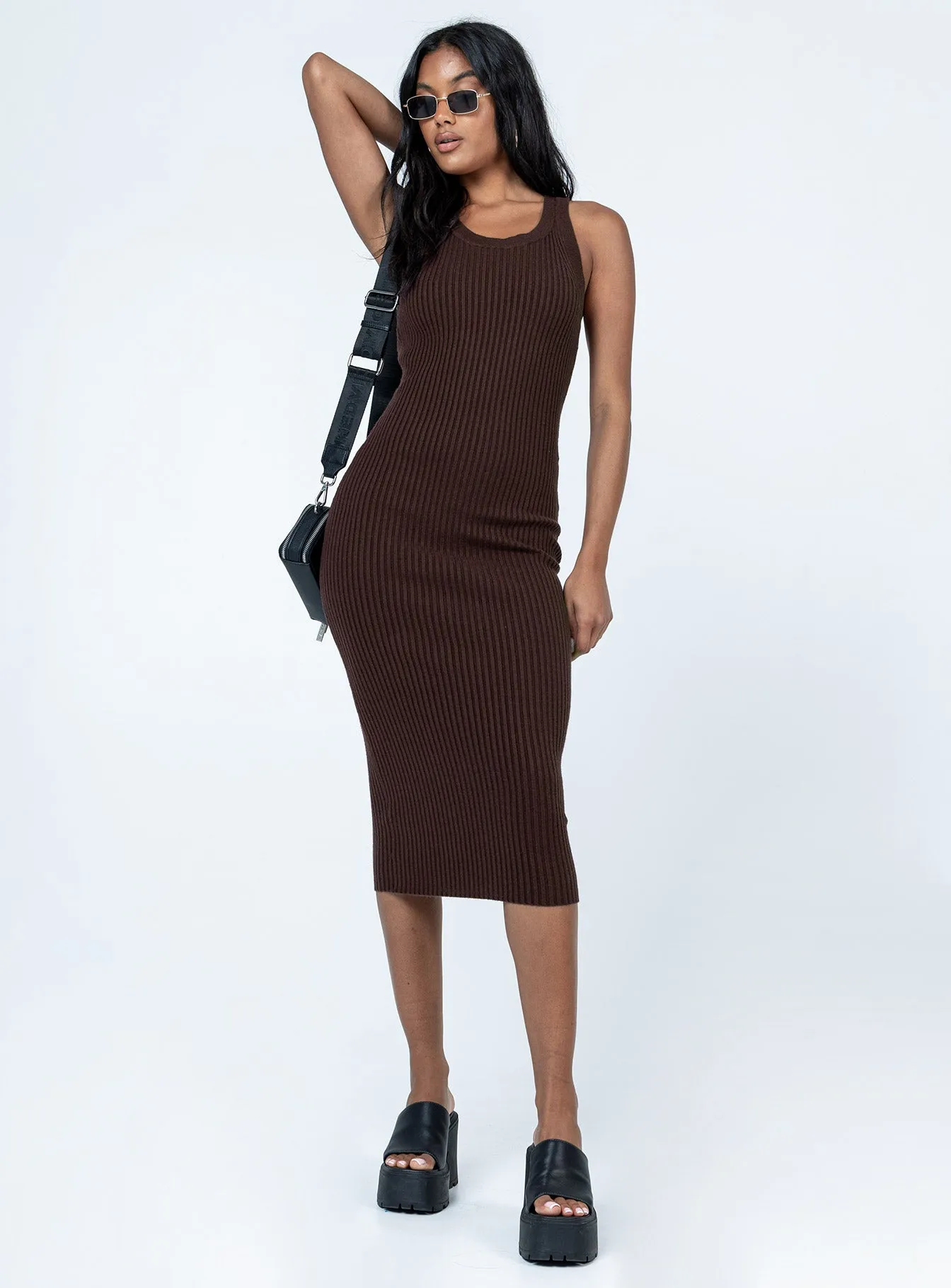 Newport Midi Dress Brown