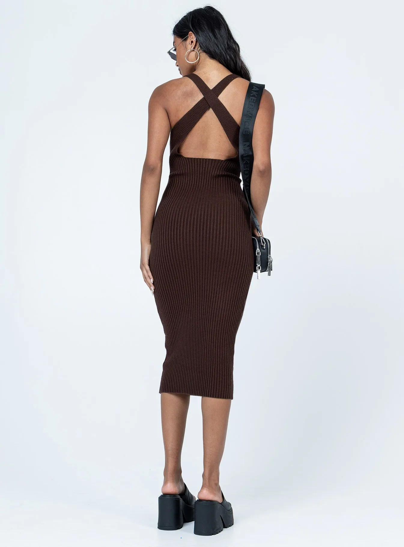 Newport Midi Dress Brown