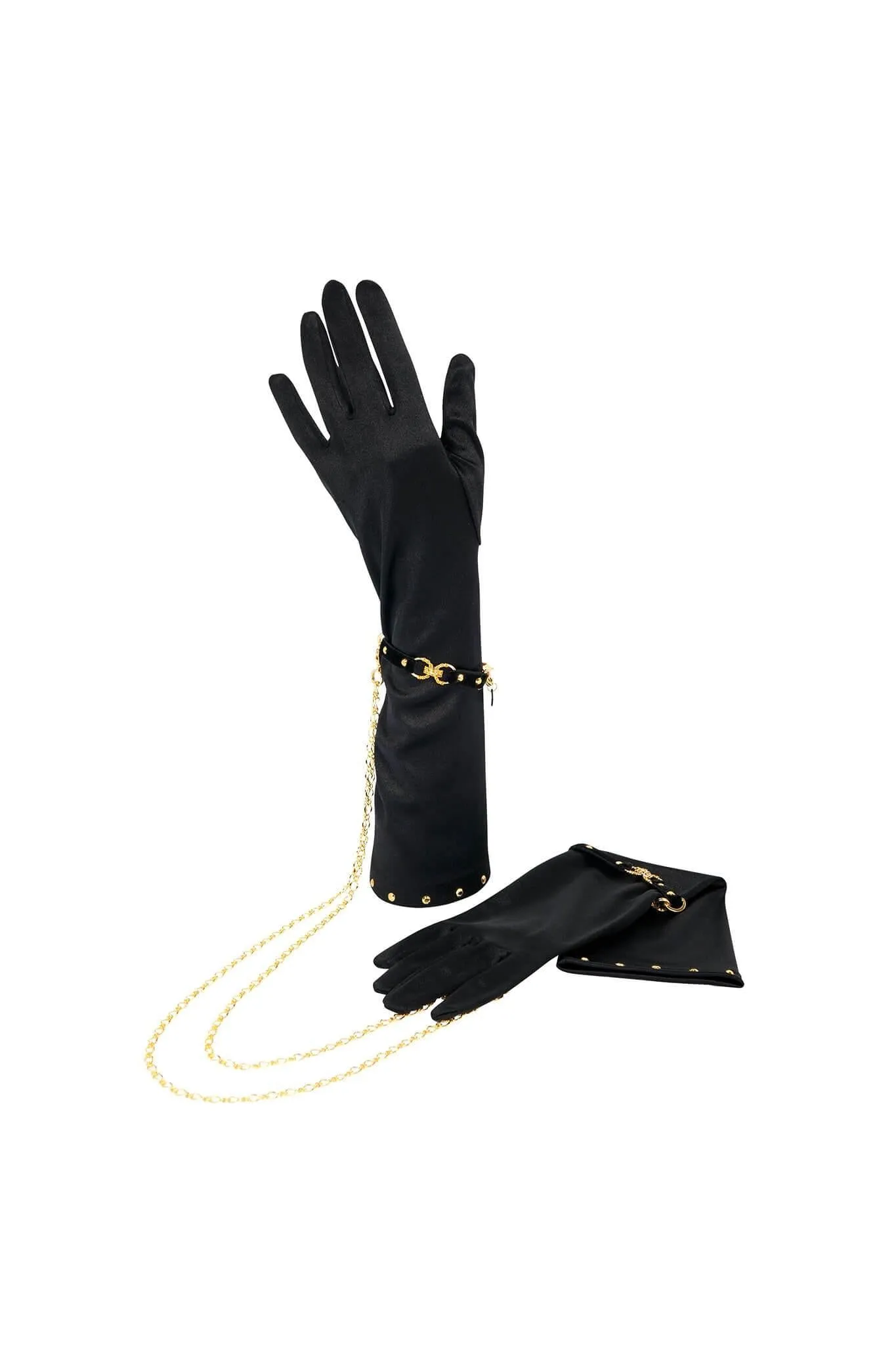 Noir Black Satin Gloves