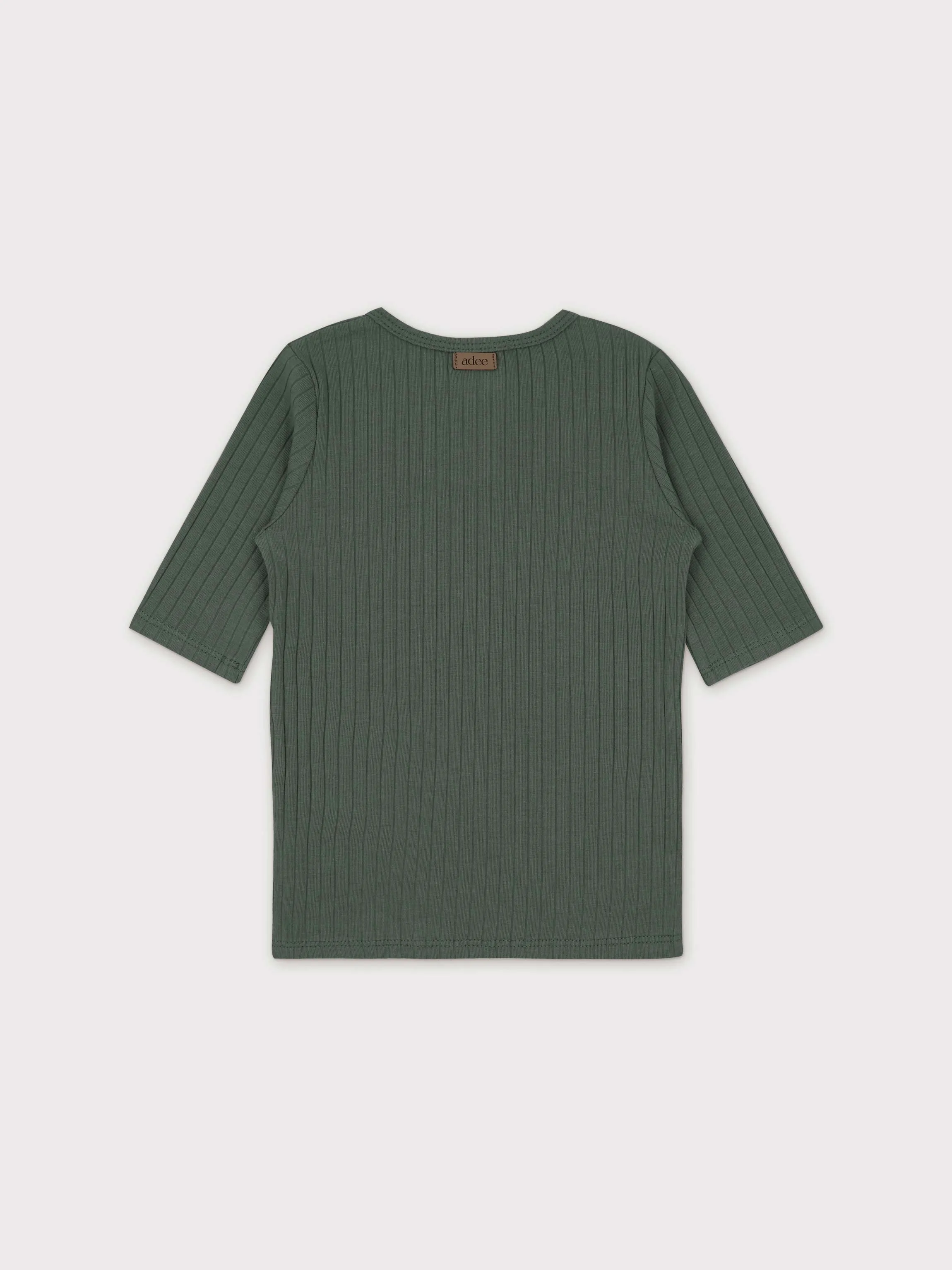 One Snap Henley 3/4 Sleeve Shirt & Skirt-Green