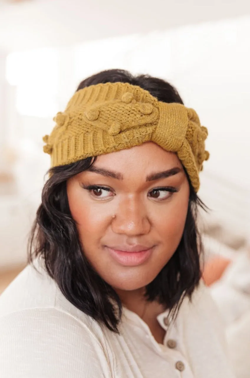 *Online Exclusive* Pom Knit Head Wrap in Mustard