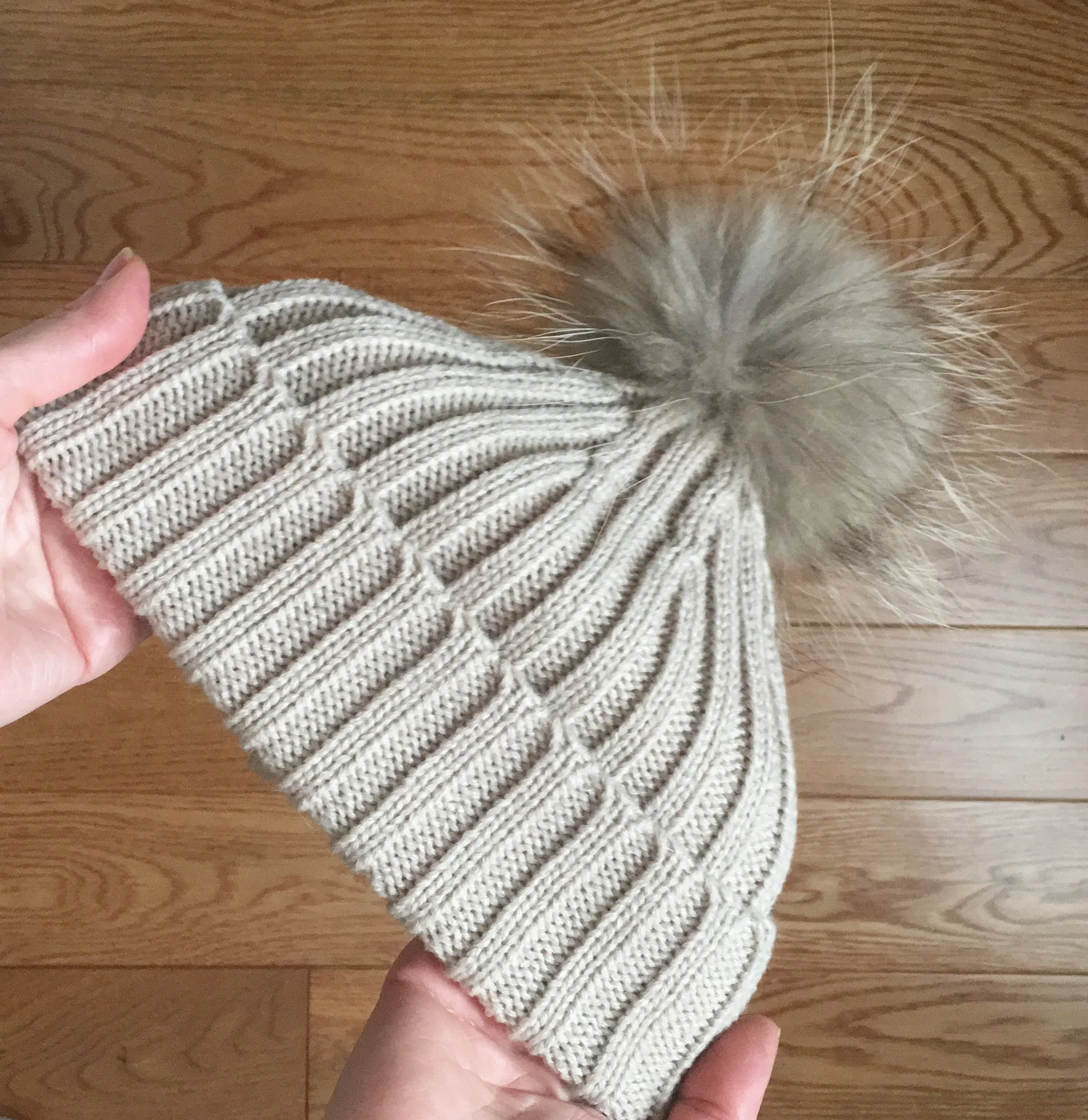 Original Beige Natural Fur Pomkin Hat