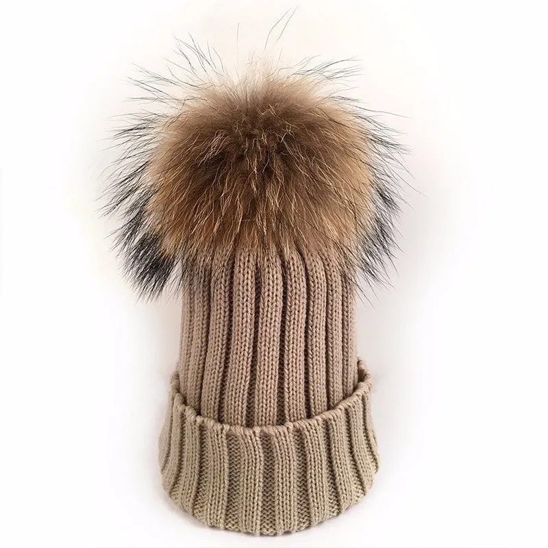 Original Beige Natural Fur Pomkin Hat