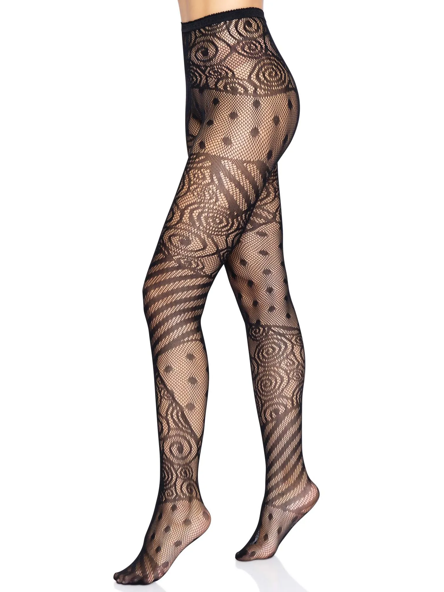 Patchwork Pattern Net Tights