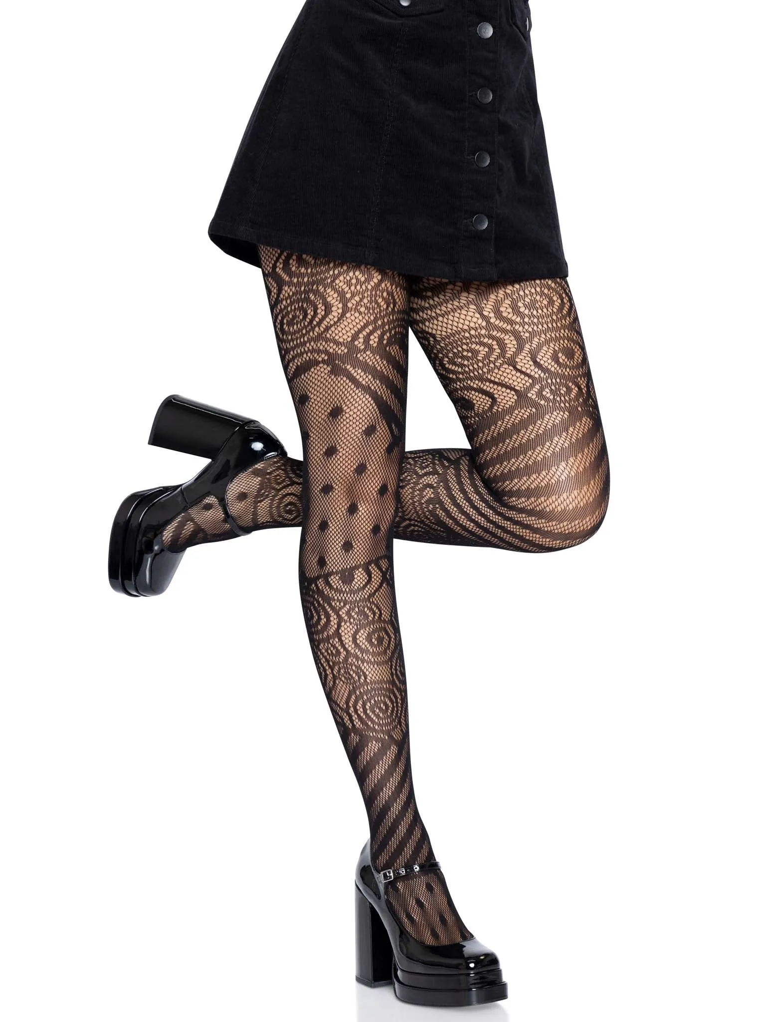 Patchwork Pattern Net Tights