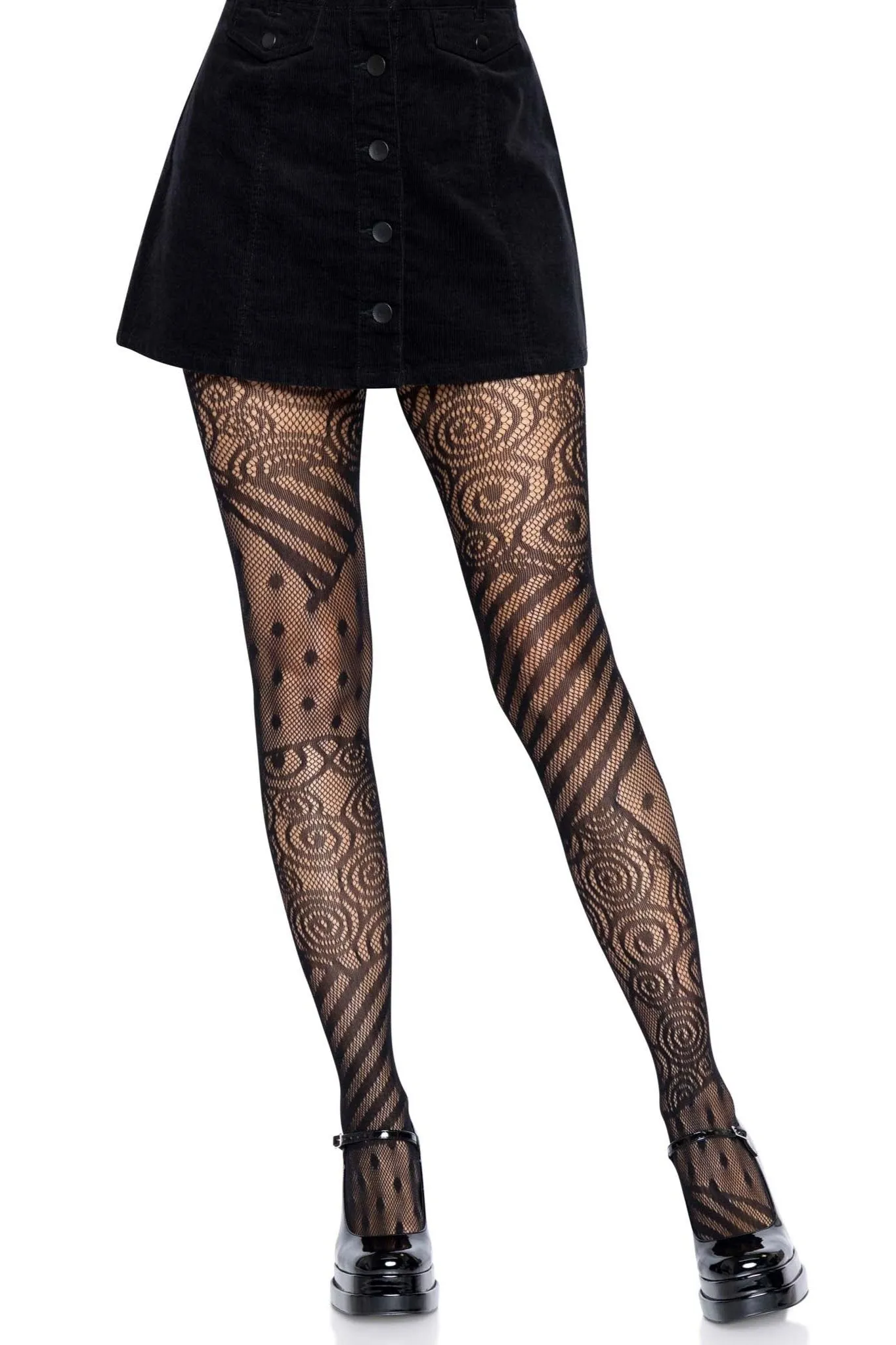 Patchwork Pattern Net Tights