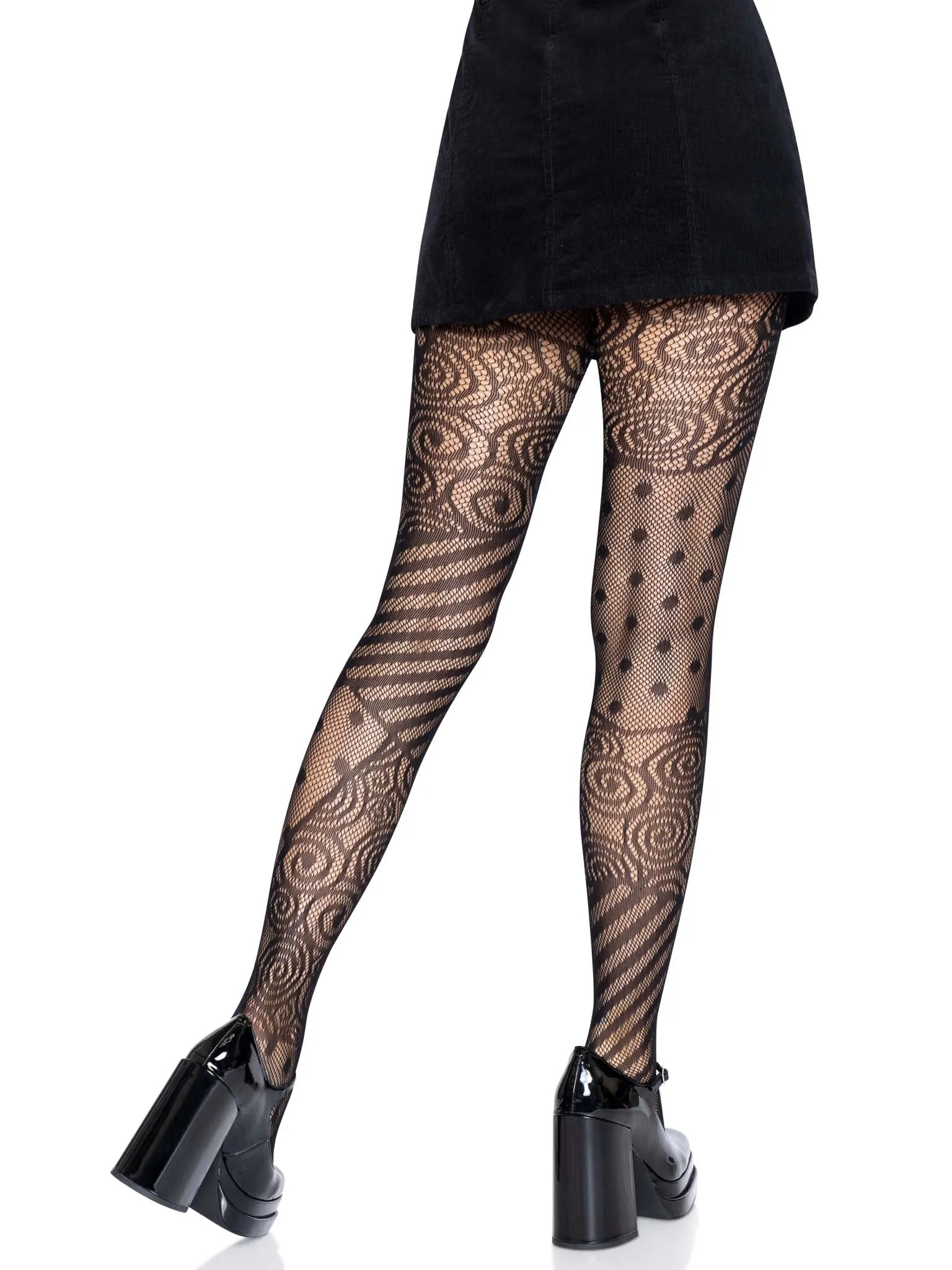 Patchwork Pattern Net Tights