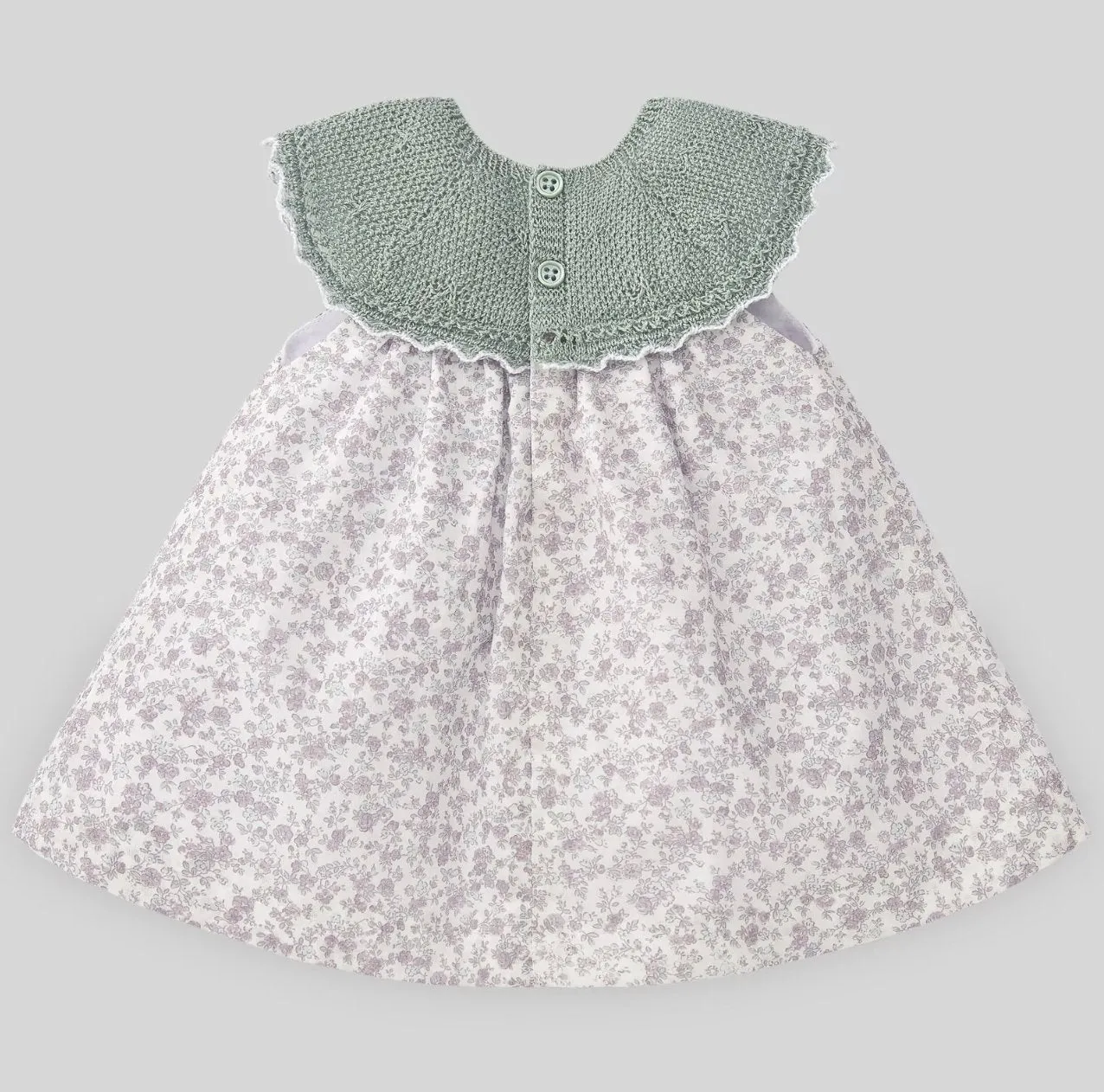 Paz Rodriguez Baby Girl Mint Knit & Floral Aperta Dress