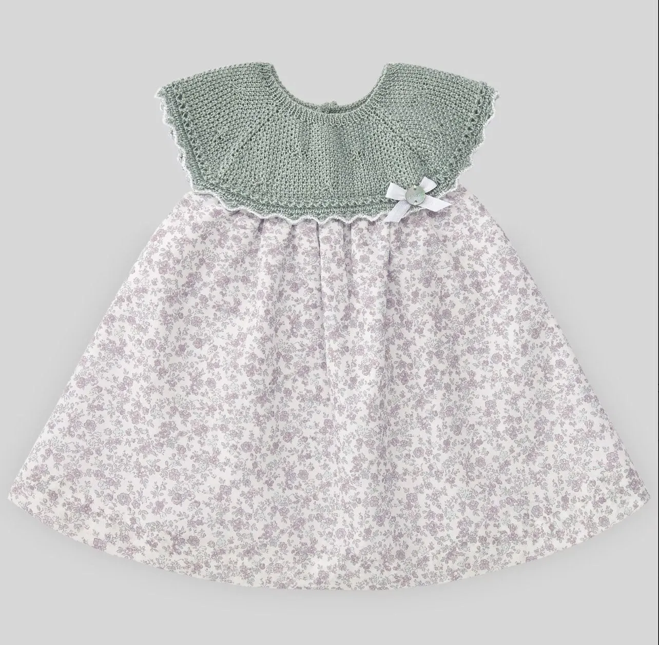 Paz Rodriguez Baby Girl Mint Knit & Floral Aperta Dress