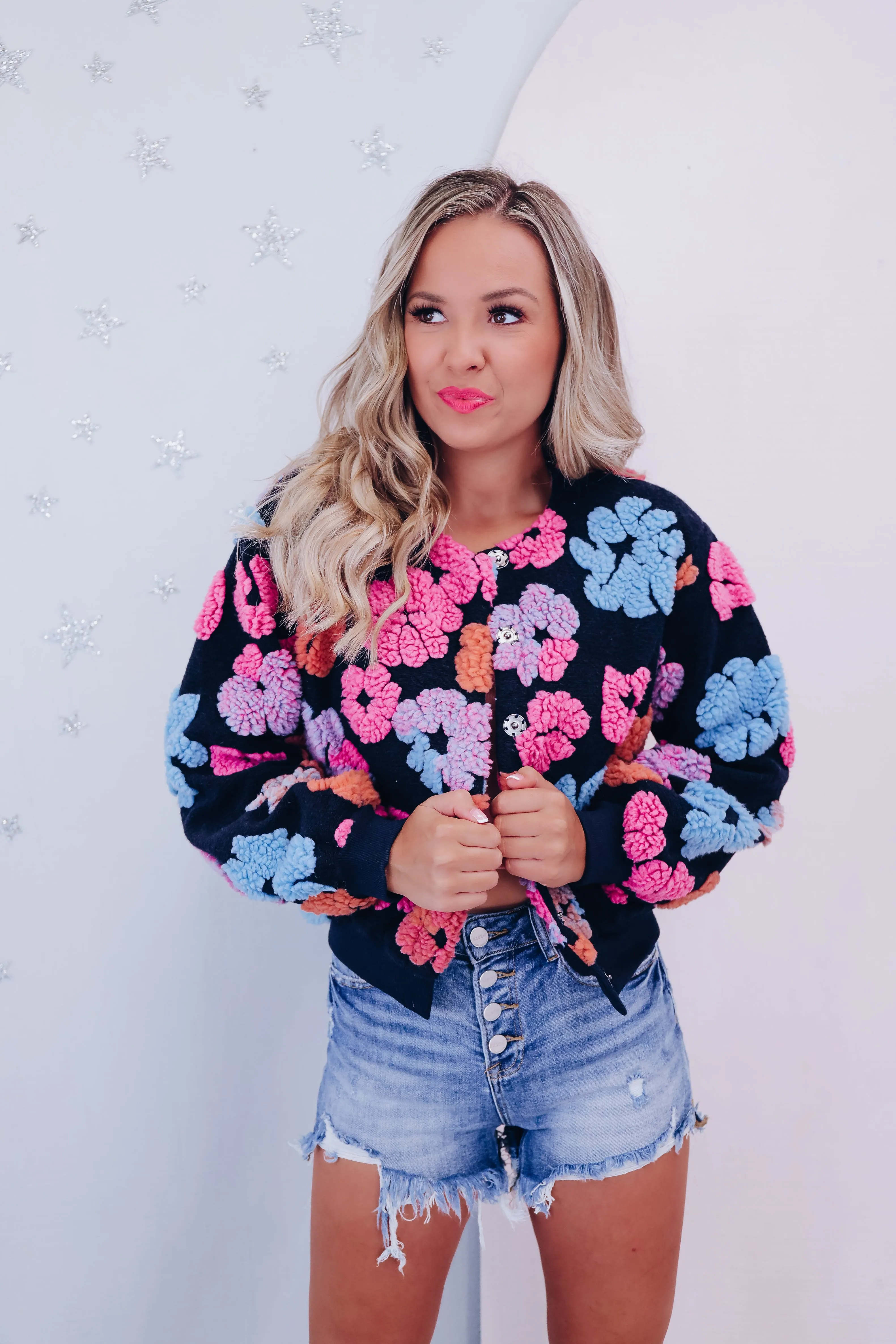 Peony Floral Embellished Cropped Jacket