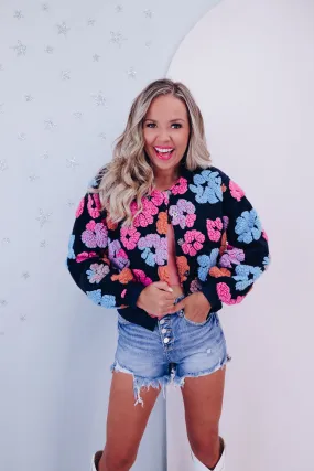 Peony Floral Embellished Cropped Jacket