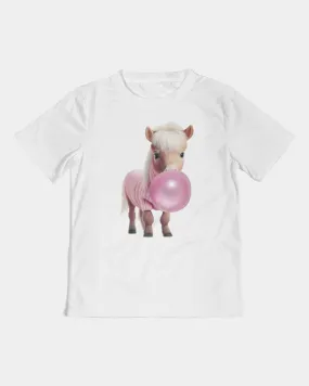 Pink Please! Bubblegum and a Little Pony with a pink Sweater Kids  All-Over Print Tee