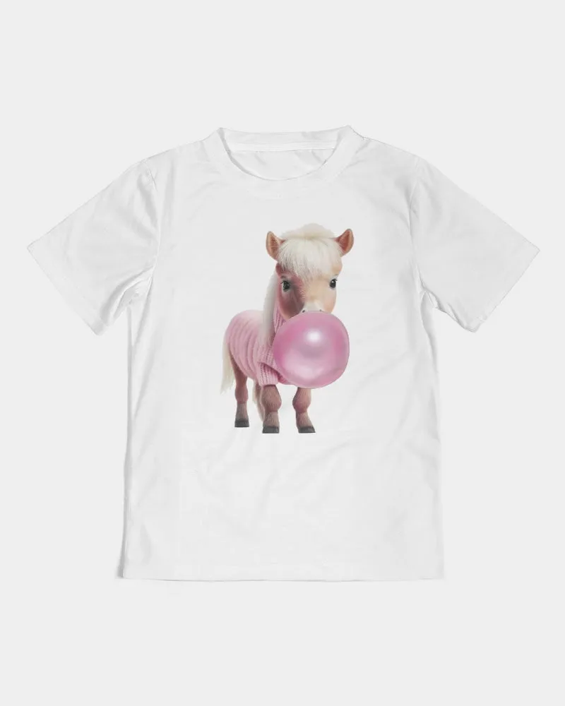 Pink Please! Bubblegum and a Little Pony with a pink Sweater Kids  All-Over Print Tee