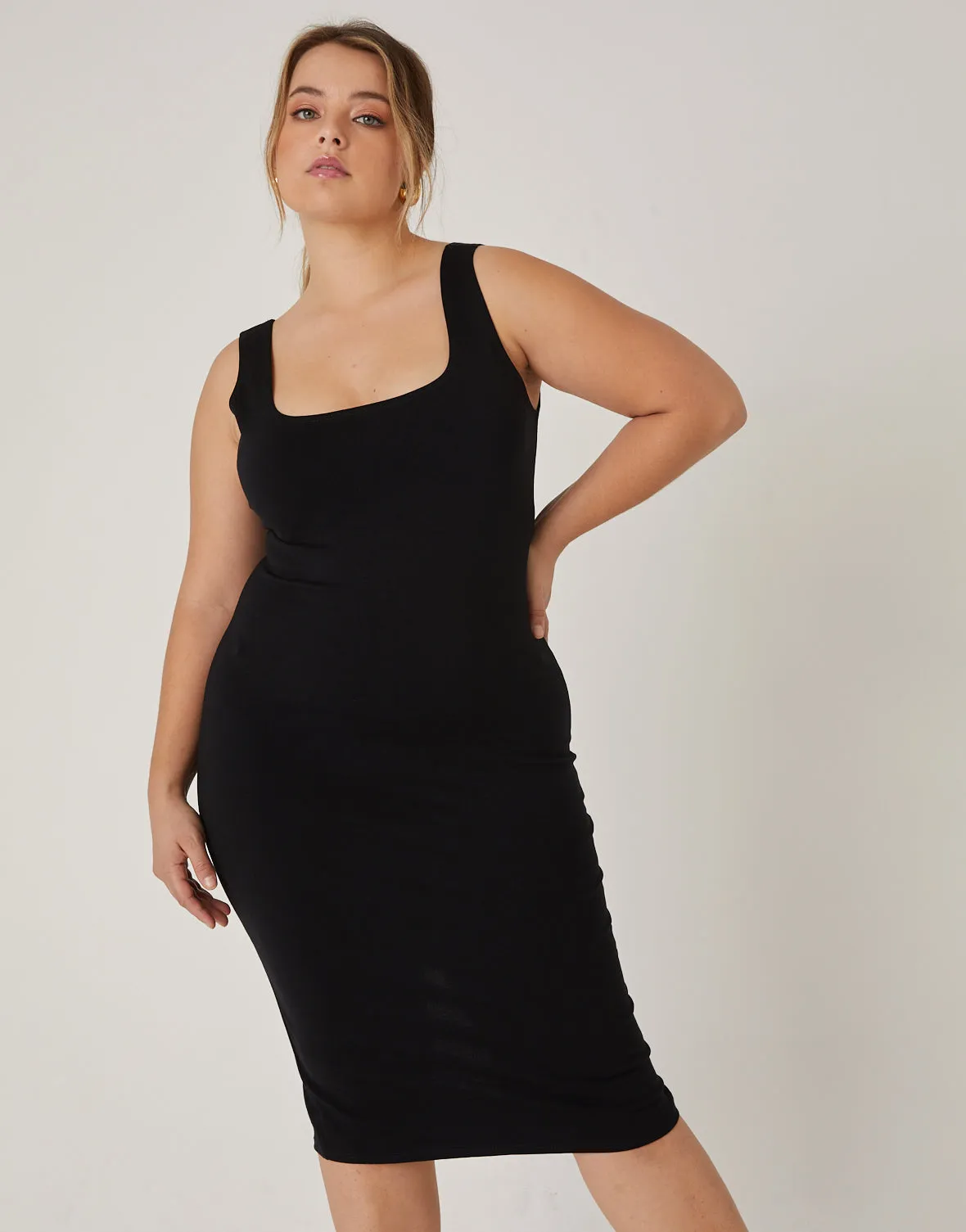 Plus Size Back Slit Bodycon Dress