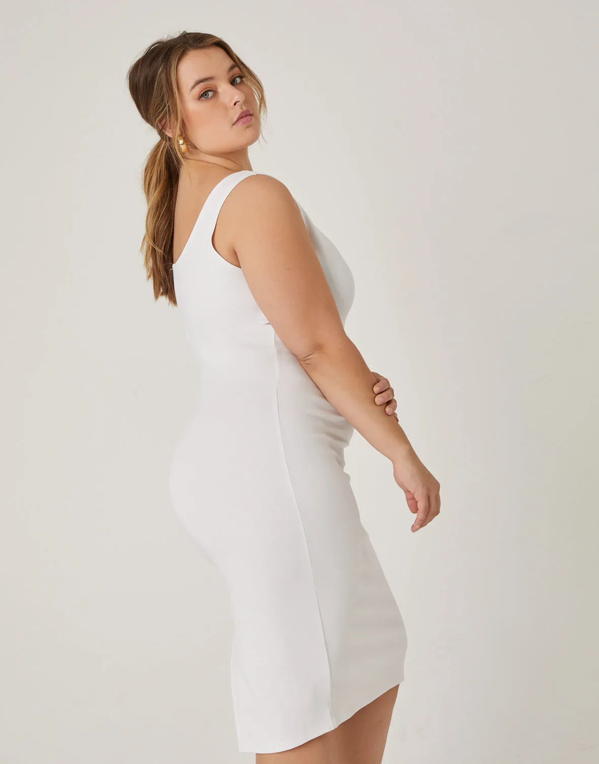 Plus Size Back Slit Bodycon Dress