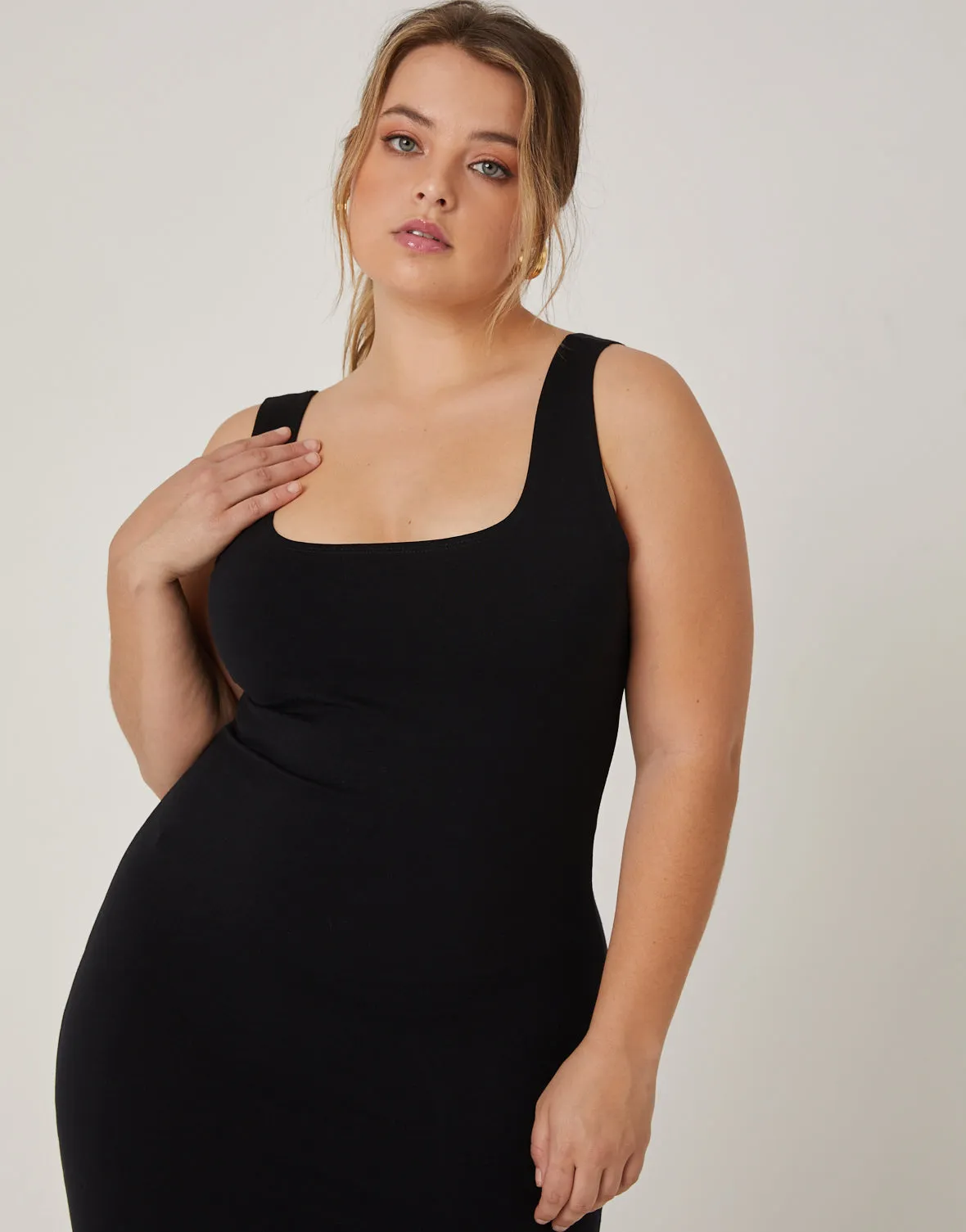 Plus Size Back Slit Bodycon Dress