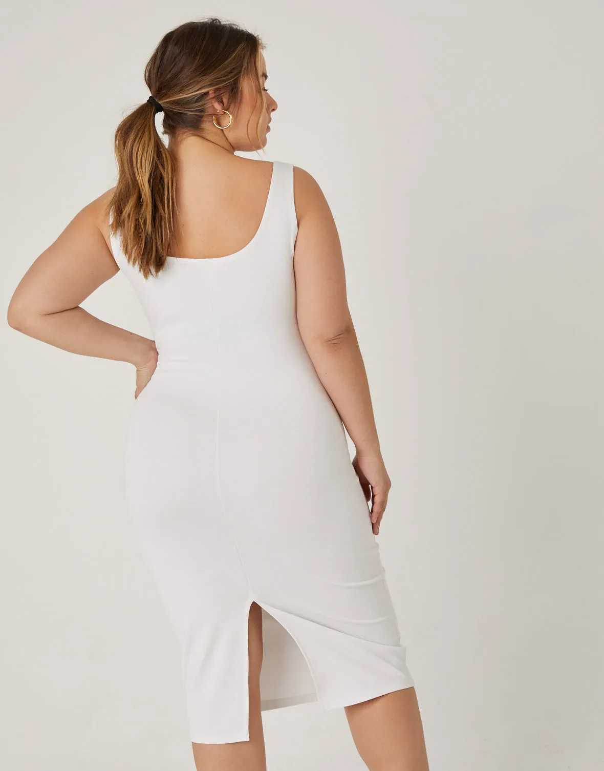 Plus Size Back Slit Bodycon Dress